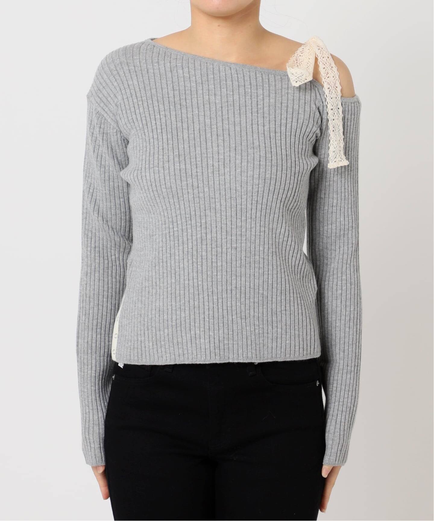 リボンレースリブKNIT（ニット／セーター）｜U by SPICK&SPAN（ユー