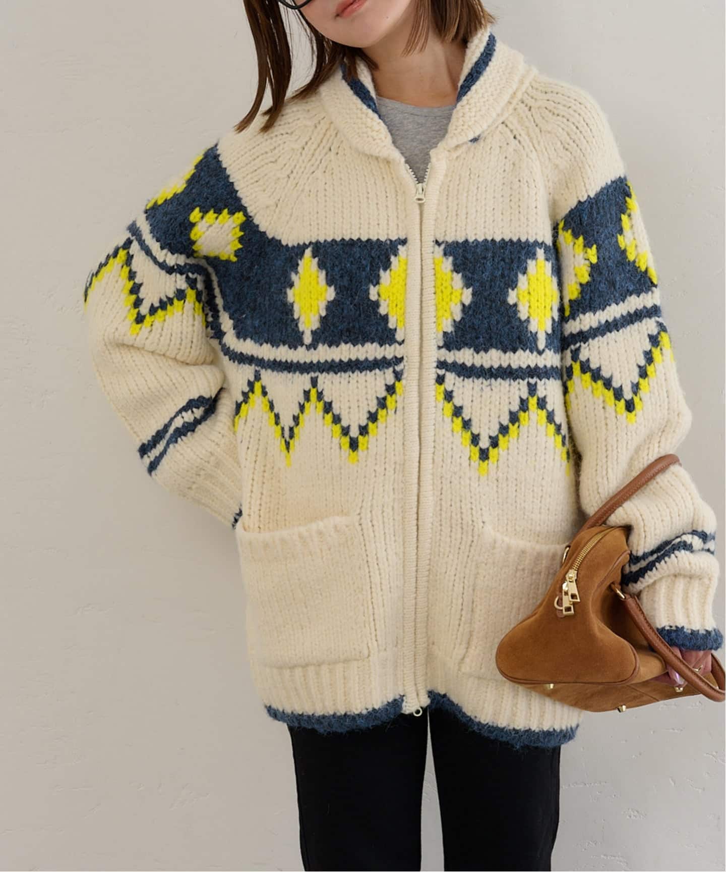 予約》GREEN BUTTER/グリーンバター Big Dia Cowichan Cardigan