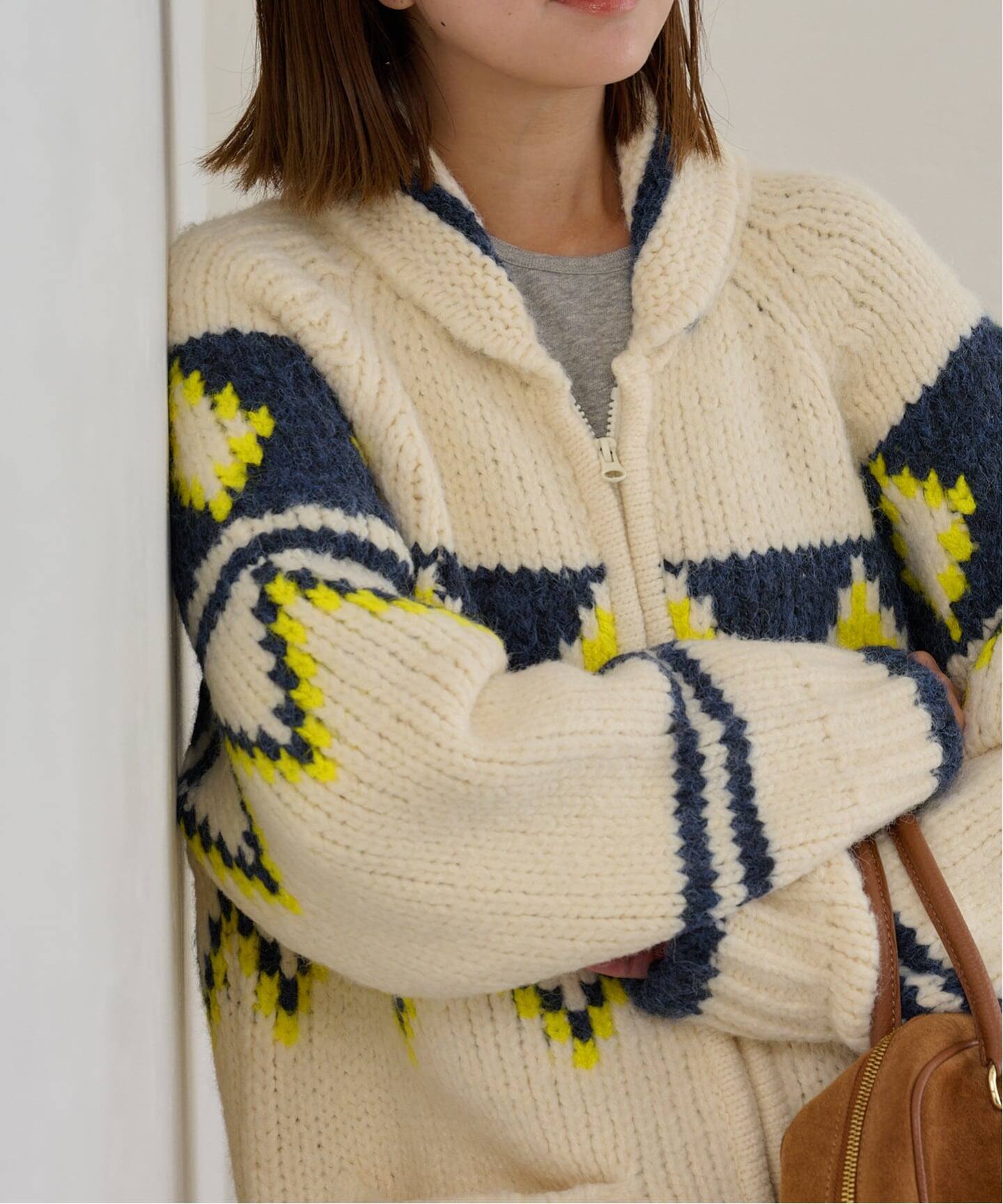 GREEN BUTTER/グリーンバター Big Dia Cowichan Cardigan（ニット