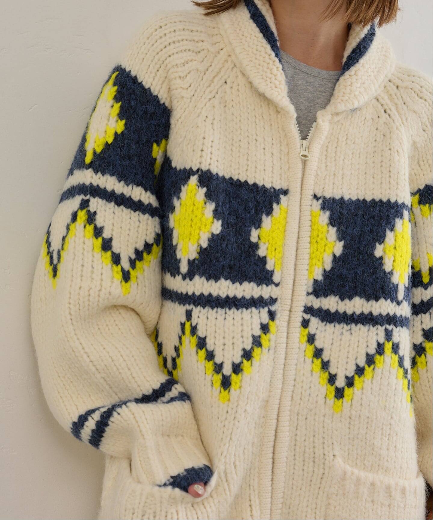 瀬戸大橋店】 ニット IP-UP TWINKLE COWICHAN CARDIGAN MVFW-KN0222