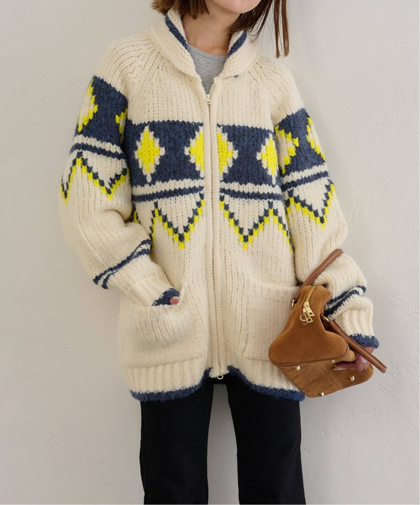 瀬戸大橋店】 ニット IP-UP TWINKLE COWICHAN CARDIGAN MVFW-KN0222