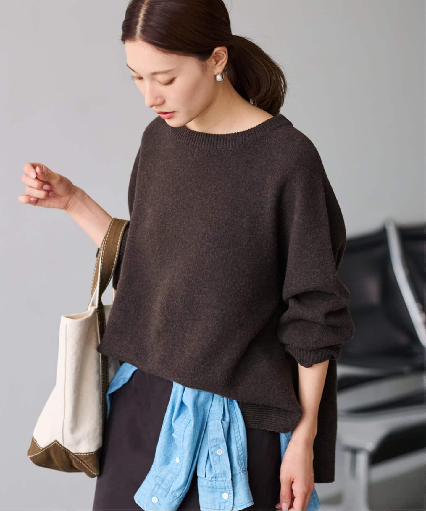 【新品】フレームワーク ラグランスリーブワイドプルオーバー 24AW 黒 ニット ≪追加≫ラグランスリーブ ワイドプルオーバー（ニット/セーター