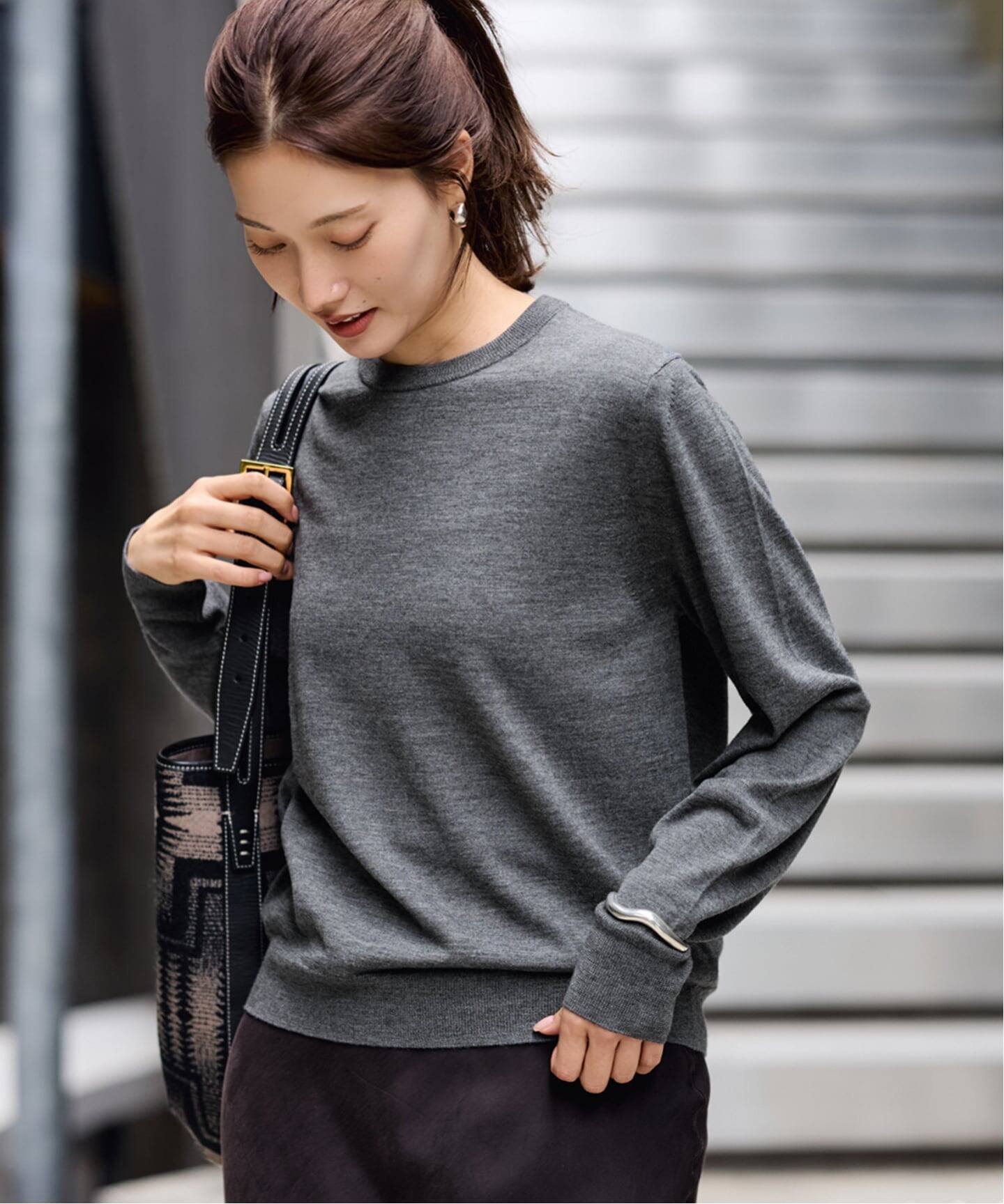 イタリアヤーン basic クループルオーバー（ニット／セーター