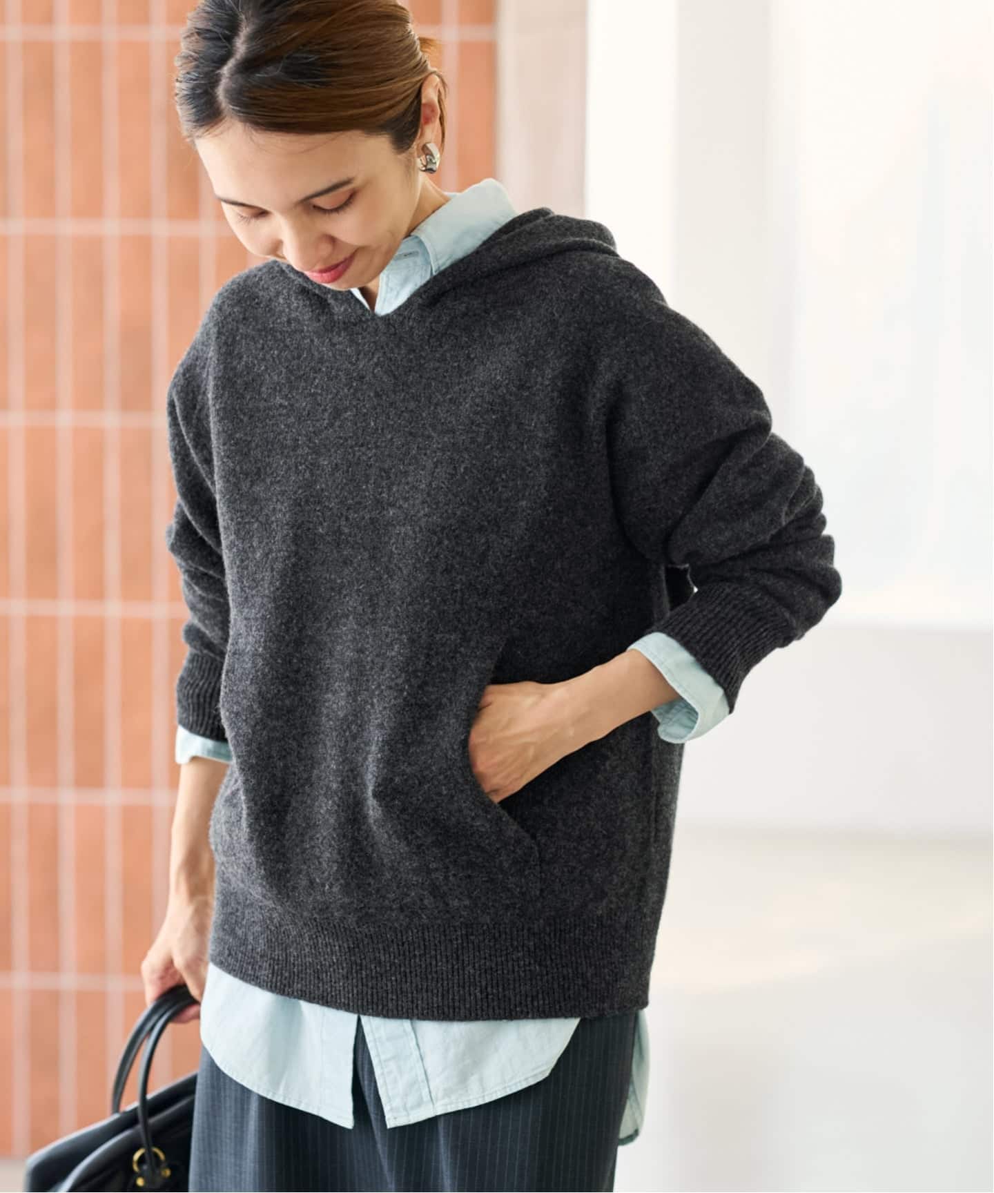 ≪追加≫圧縮ウールフードプルオーバー（ニット／セーター