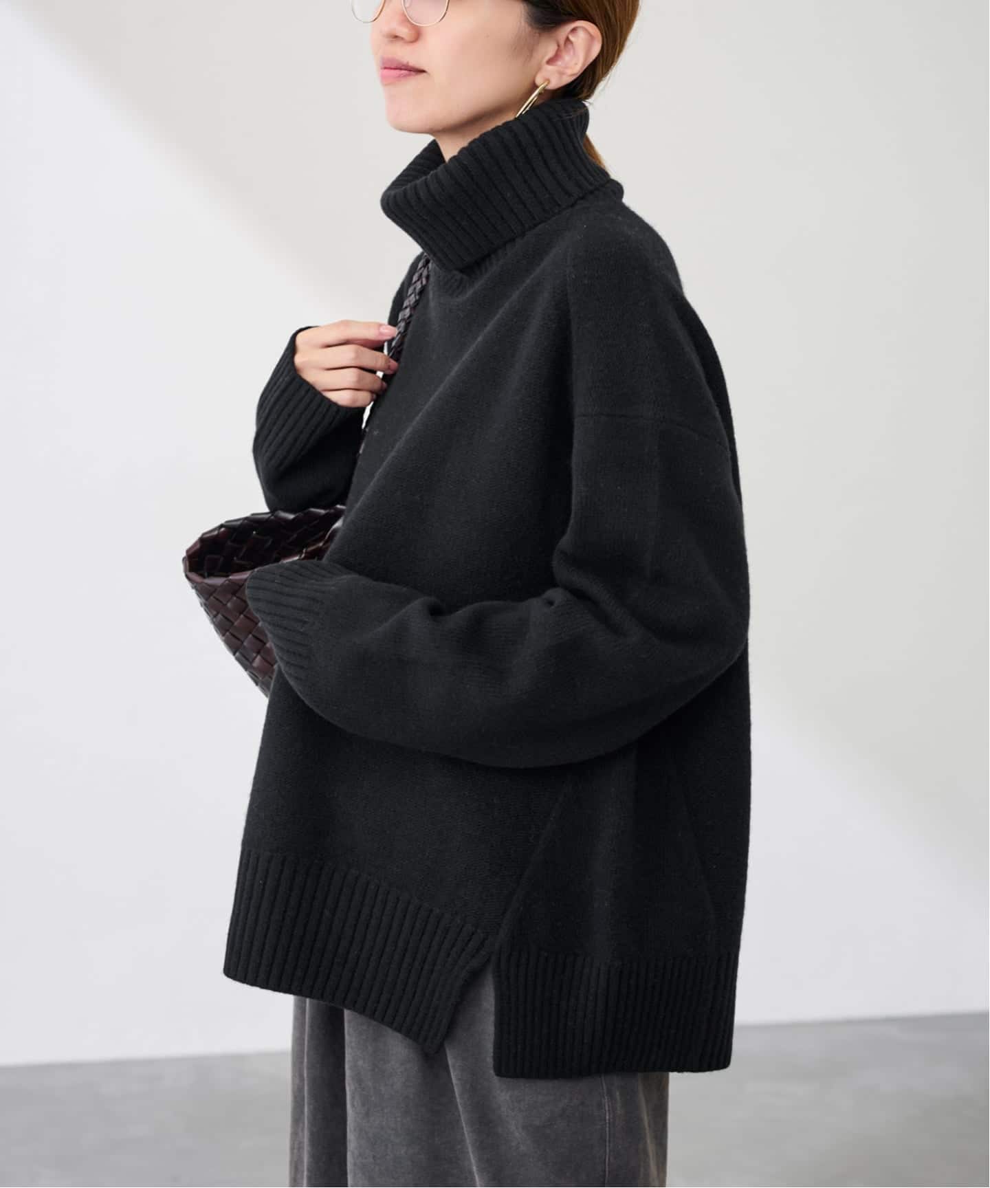 2024AW FRAMeWORK カシミア入りAQUAタートルプルオーバー ≪WEB先行追加予約≫AQUA タートルプルオーバー（ニット