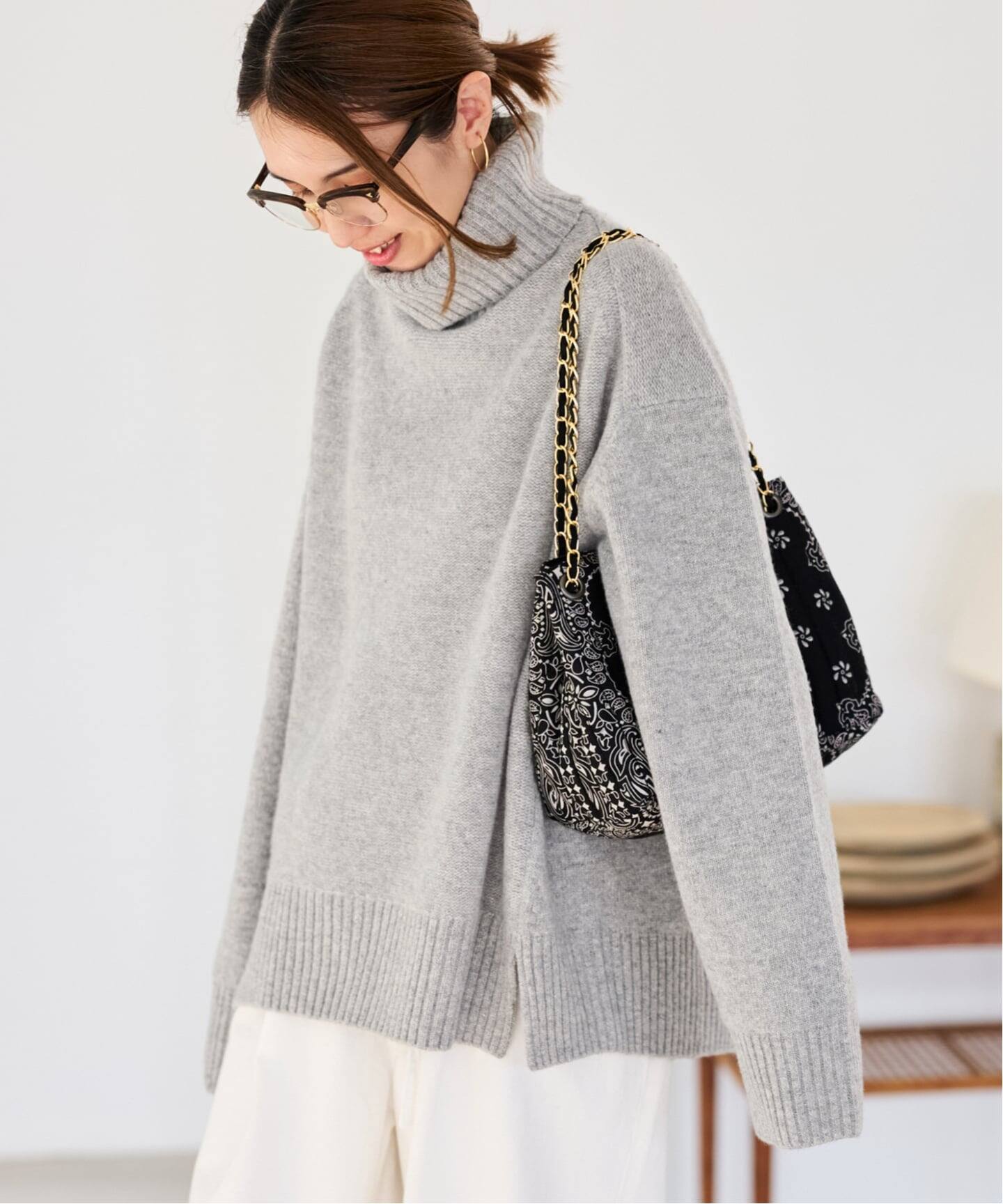 ≪一部カラーWEB限定 / 追加≫AQUA タートルプルオーバー 3（ニット