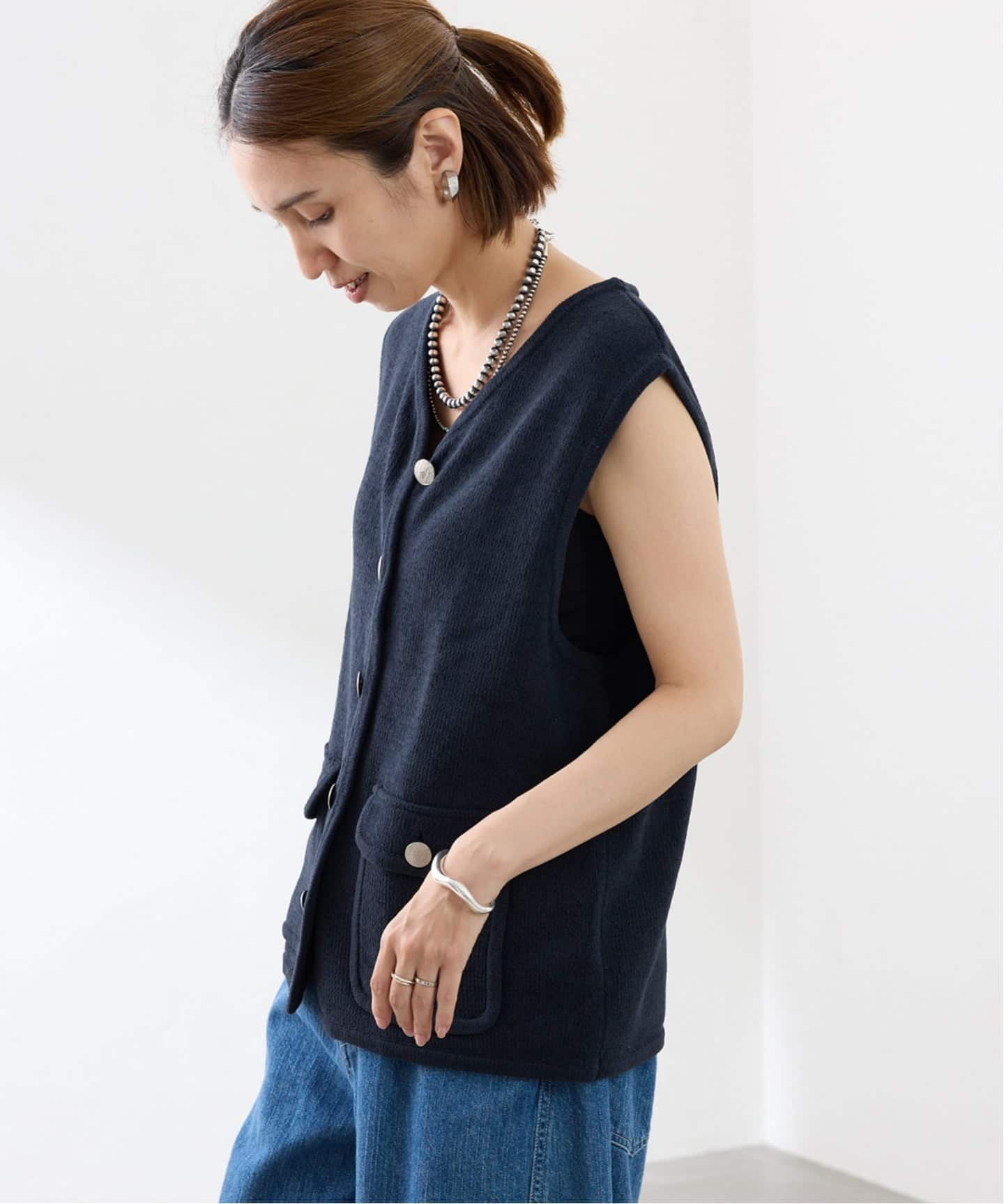 メタルボタンベスト FRAMeWORK フレームワーク トップス ベスト・ジレ 楽天市場】メタルボタンベスト FRAMeWORK フレームワーク トップス