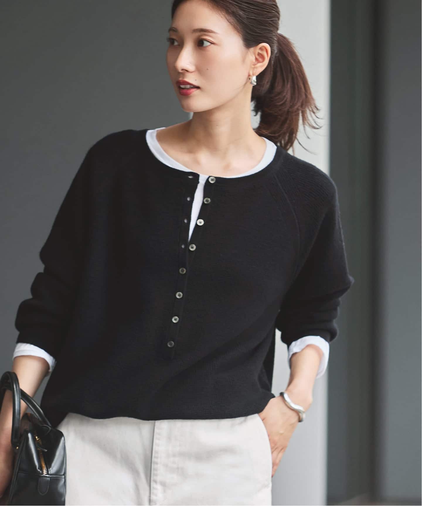 ≪WEB限定追加≫ウールワッフルヘンリーネック（ニット／セーター