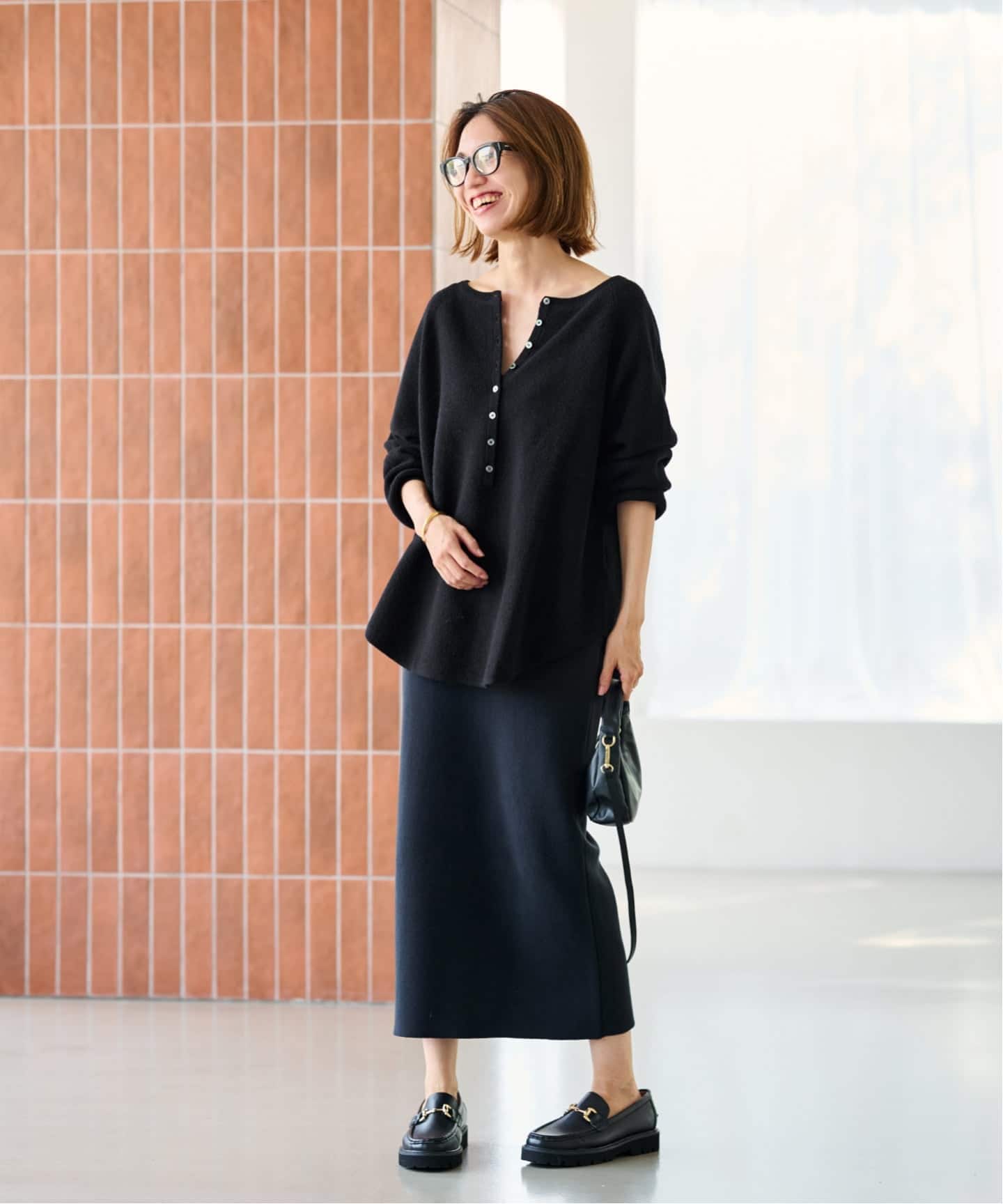 FRAMeWORK フレームワーク ウールワッフル ヘンリーネック 前後2way