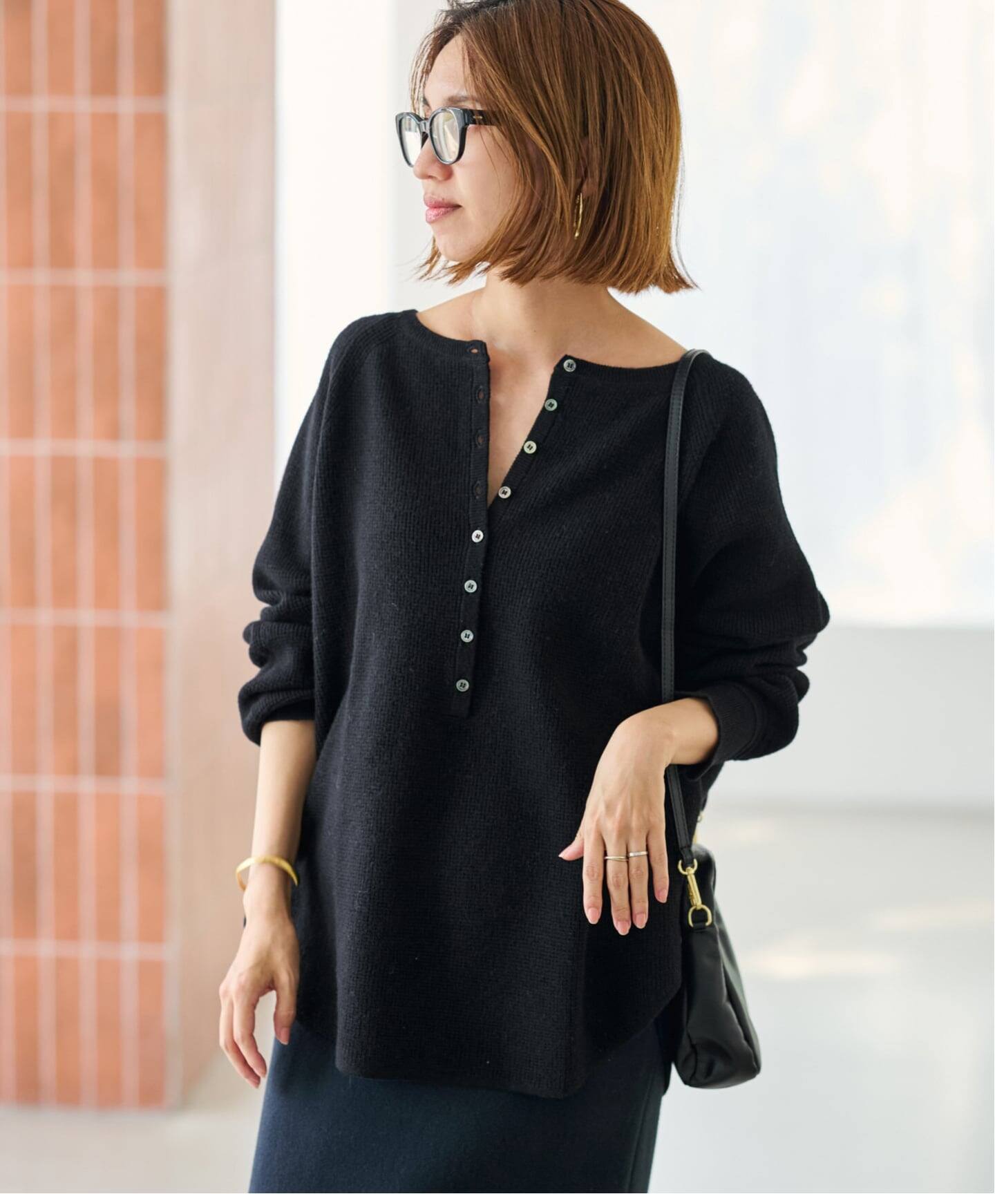 ≪WEB限定追加≫ウールワッフルヘンリーネック（ニット／セーター