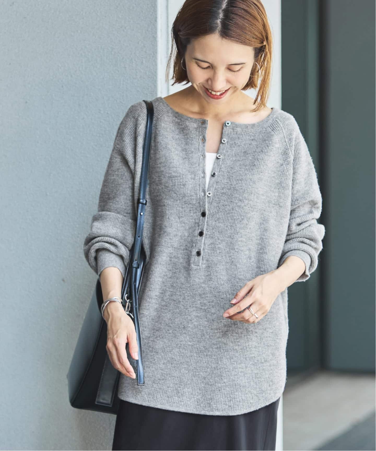 ≪WEB限定追加≫ウールワッフルヘンリーネック（ニット／セーター