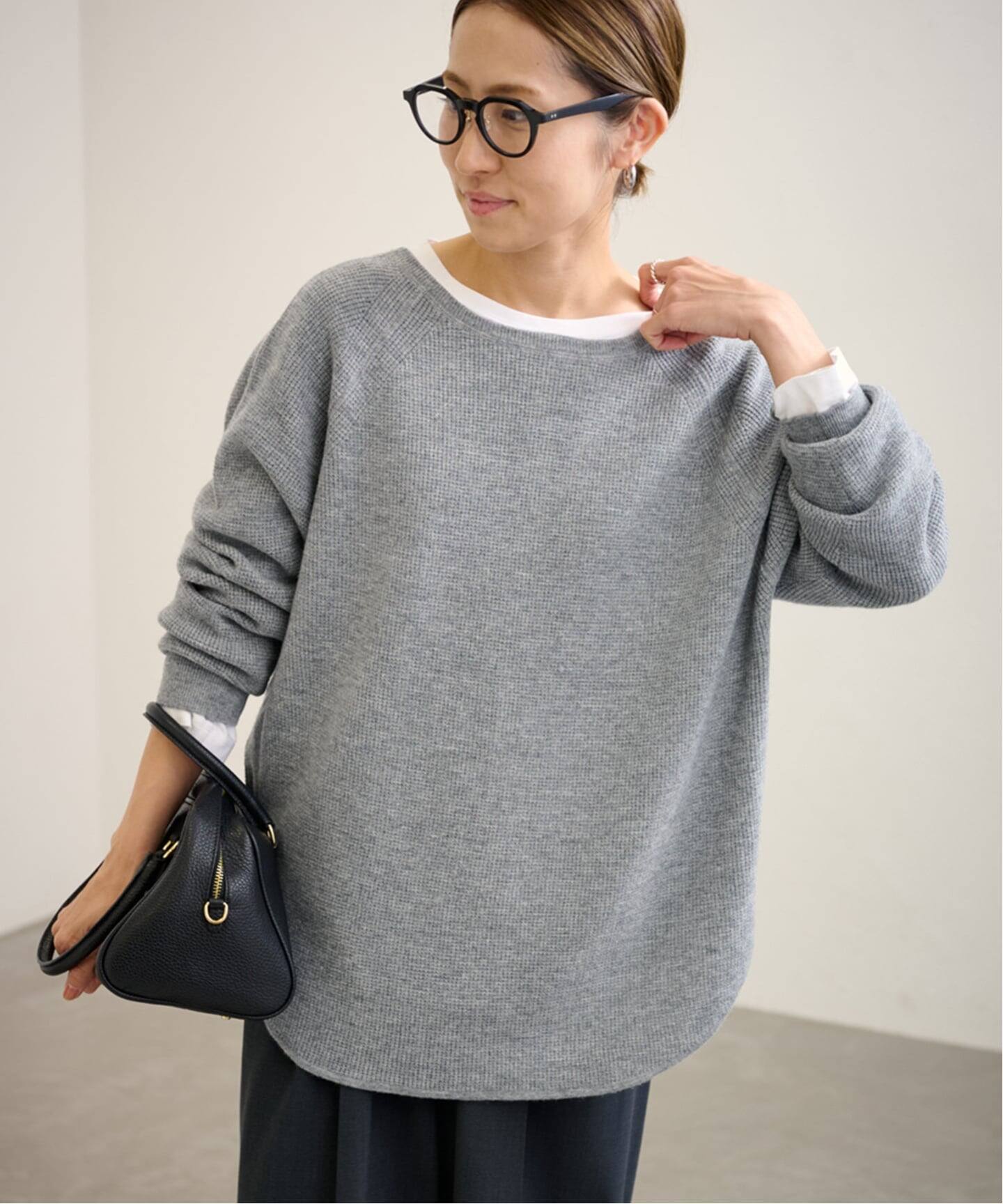 ≪WEB限定追加≫ウールワッフルヘンリーネック（ニット／セーター