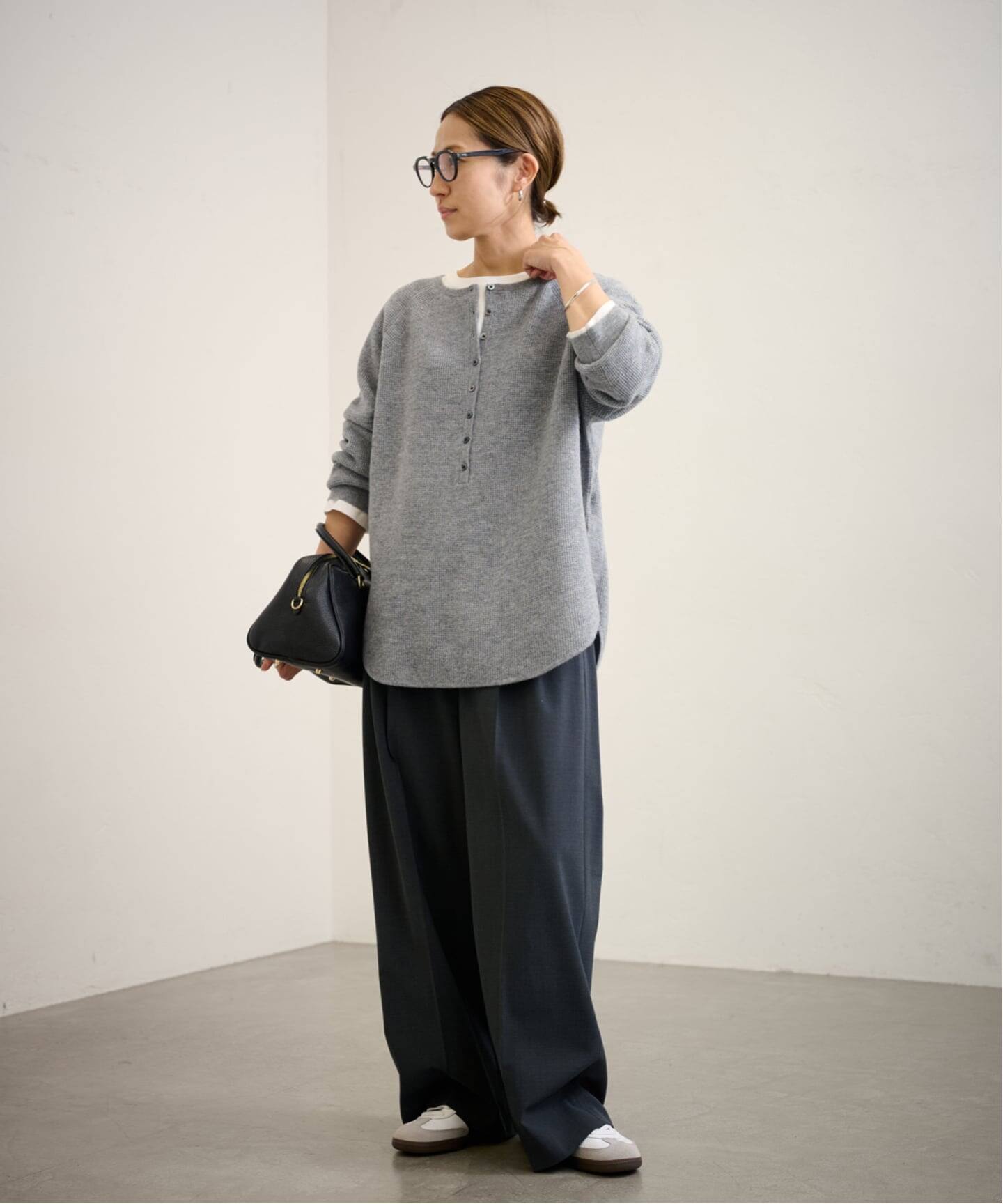 ≪WEB限定追加≫ウールワッフルヘンリーネック（ニット／セーター