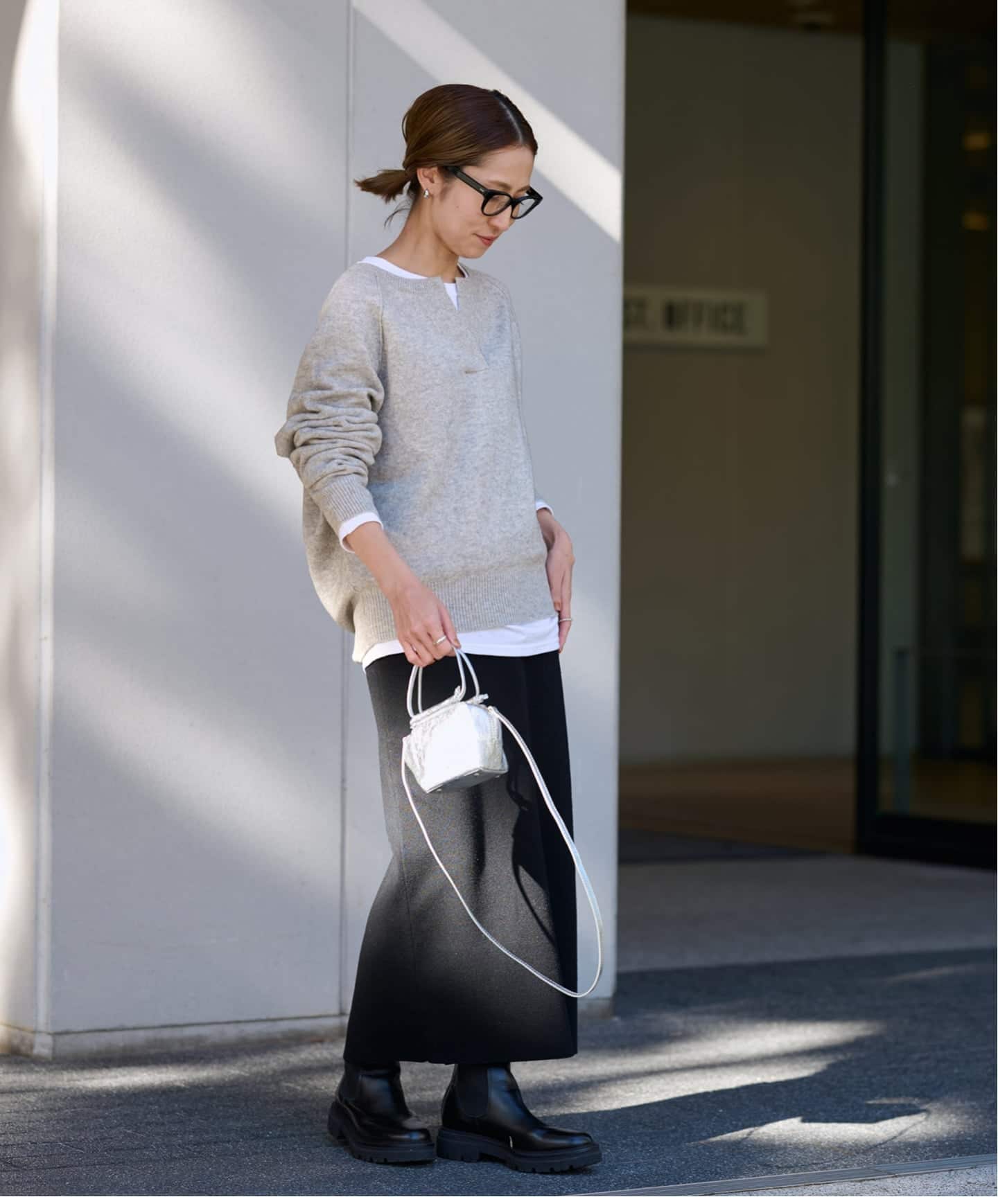 美品✨FRAMeWORKミドルゲージテンジクヘンリープルオーバー ニット グレー ≪追加≫ミドルゲージテンジクヘンリープルオーバー（ニット／セーター