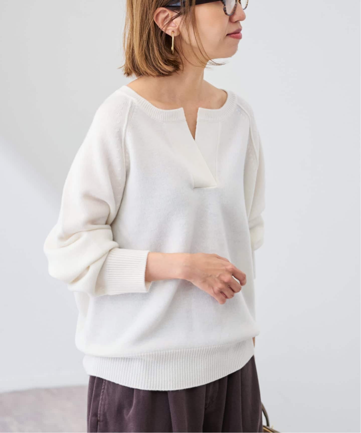 美品✨FRAMeWORKミドルゲージテンジクヘンリープルオーバー ニット グレー ≪追加≫ミドルゲージテンジクヘンリープルオーバー（ニット／セーター