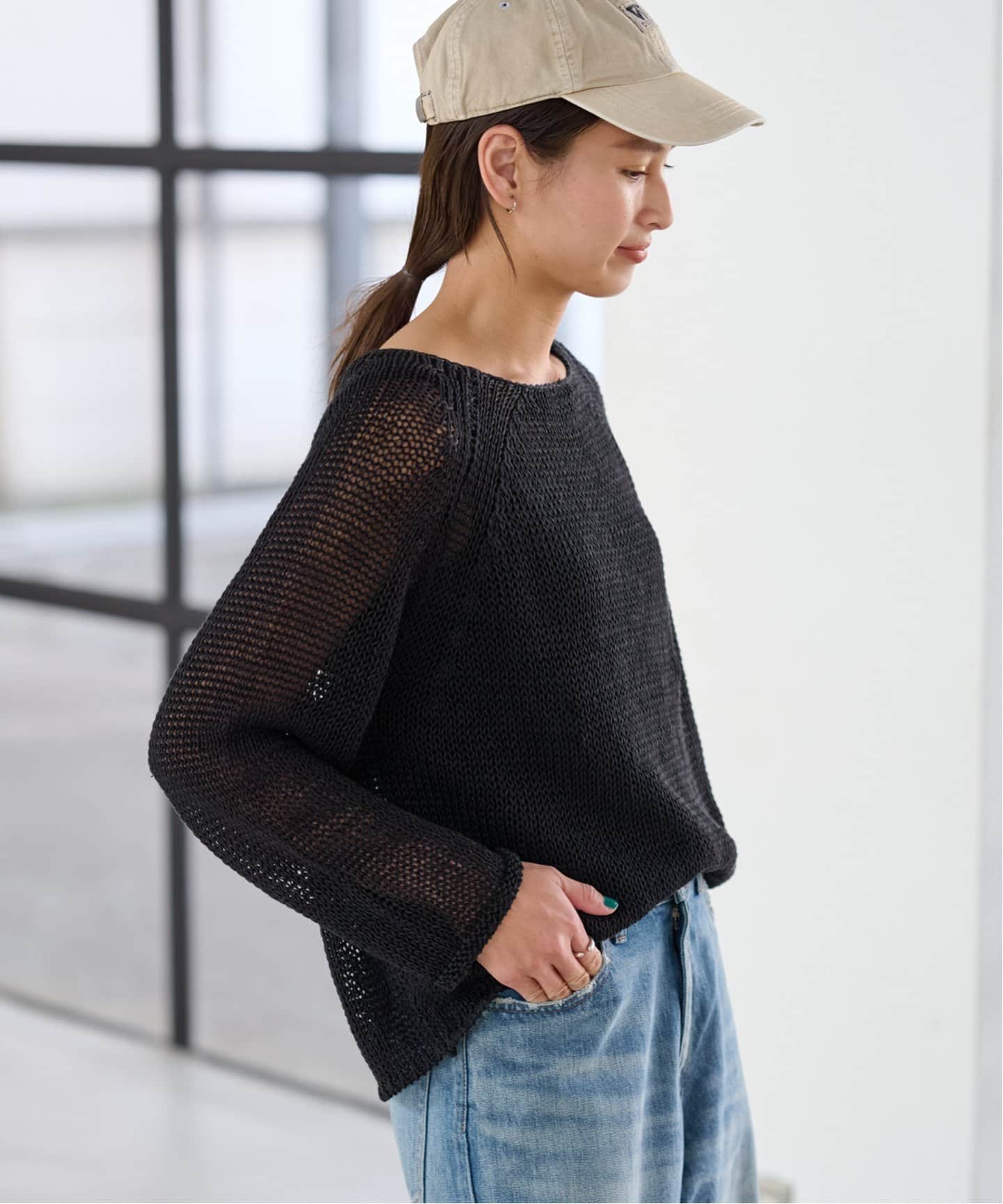 FRAMeWORK - 新品タグ付♡FRAMeWORK YALE ニット　ネイビー ウォッシャブルイレギュラーネックニット（ニット／セーター