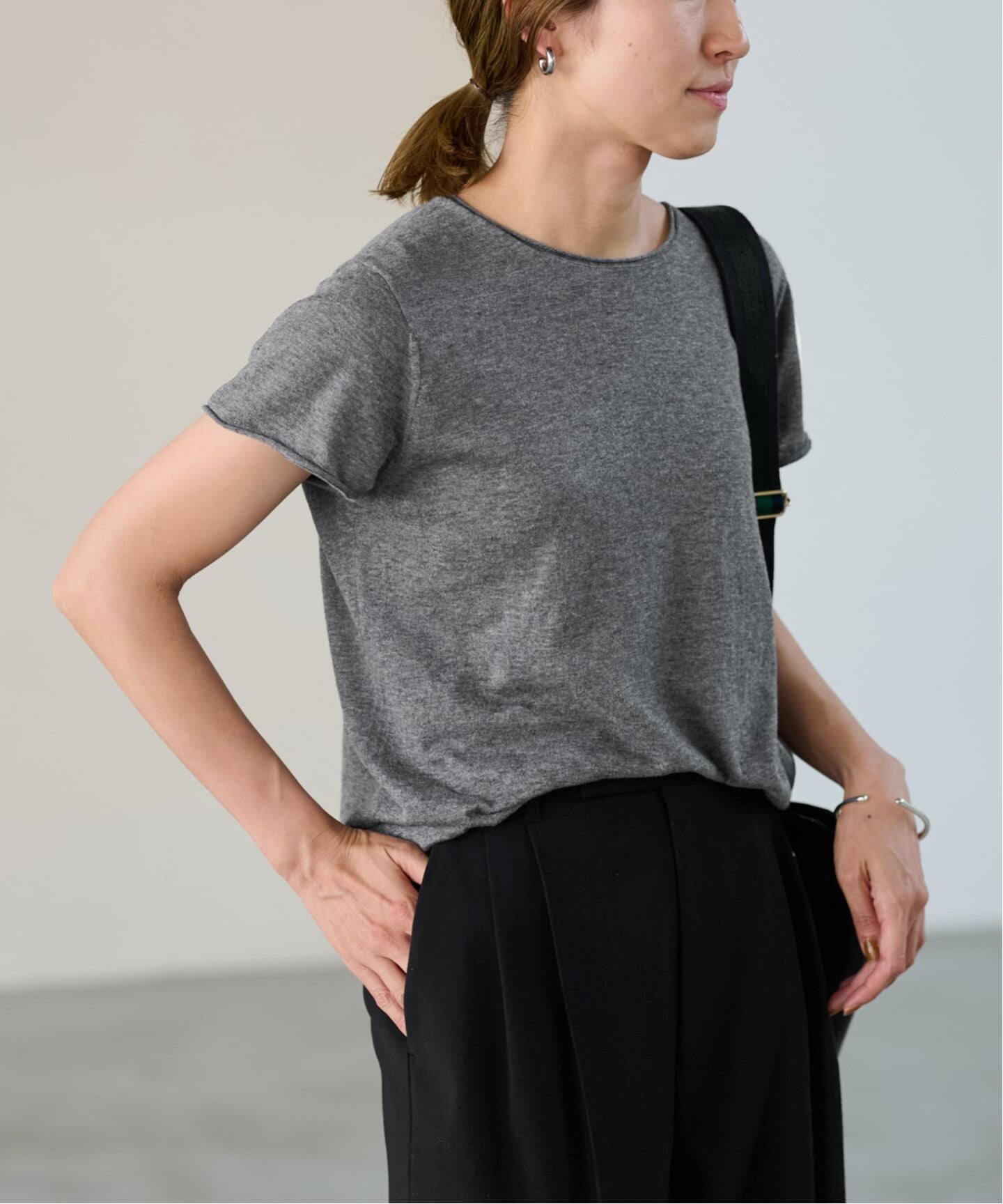 FRAMeWORK - 人気 フレームワーク スイビコットンCHIBI-KNIT-Tee グレー ≪追加予約≫スイビコットンCHIBI-KNIT-Tee（ニット／セーター