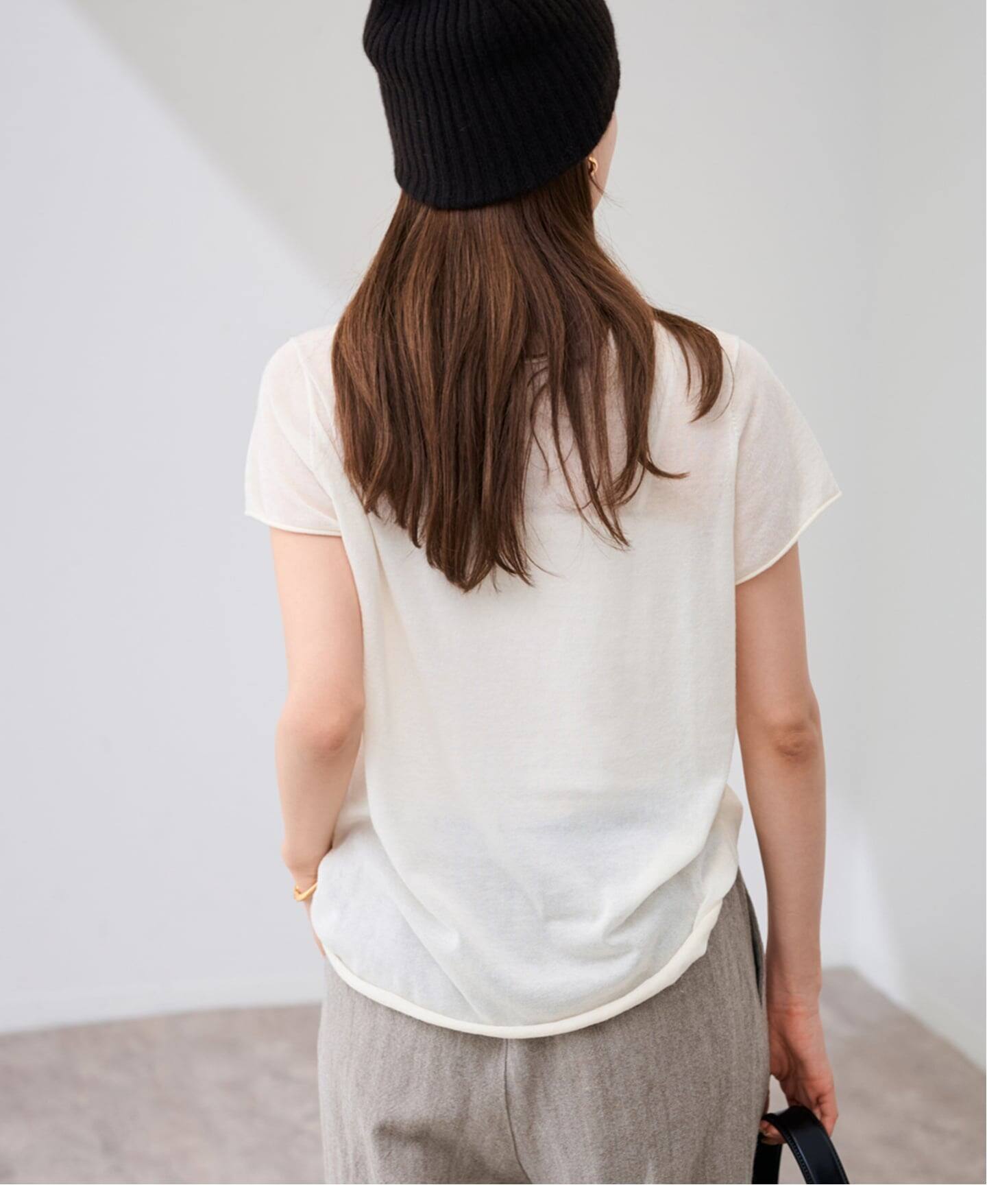 FRAMeWORK (フレームワーク) スイビコットンCHIBI-KNIT-Tee グレー FREE ≪追加≫スイビコットンCHIBI-KNIT-Tee（ニット／セーター