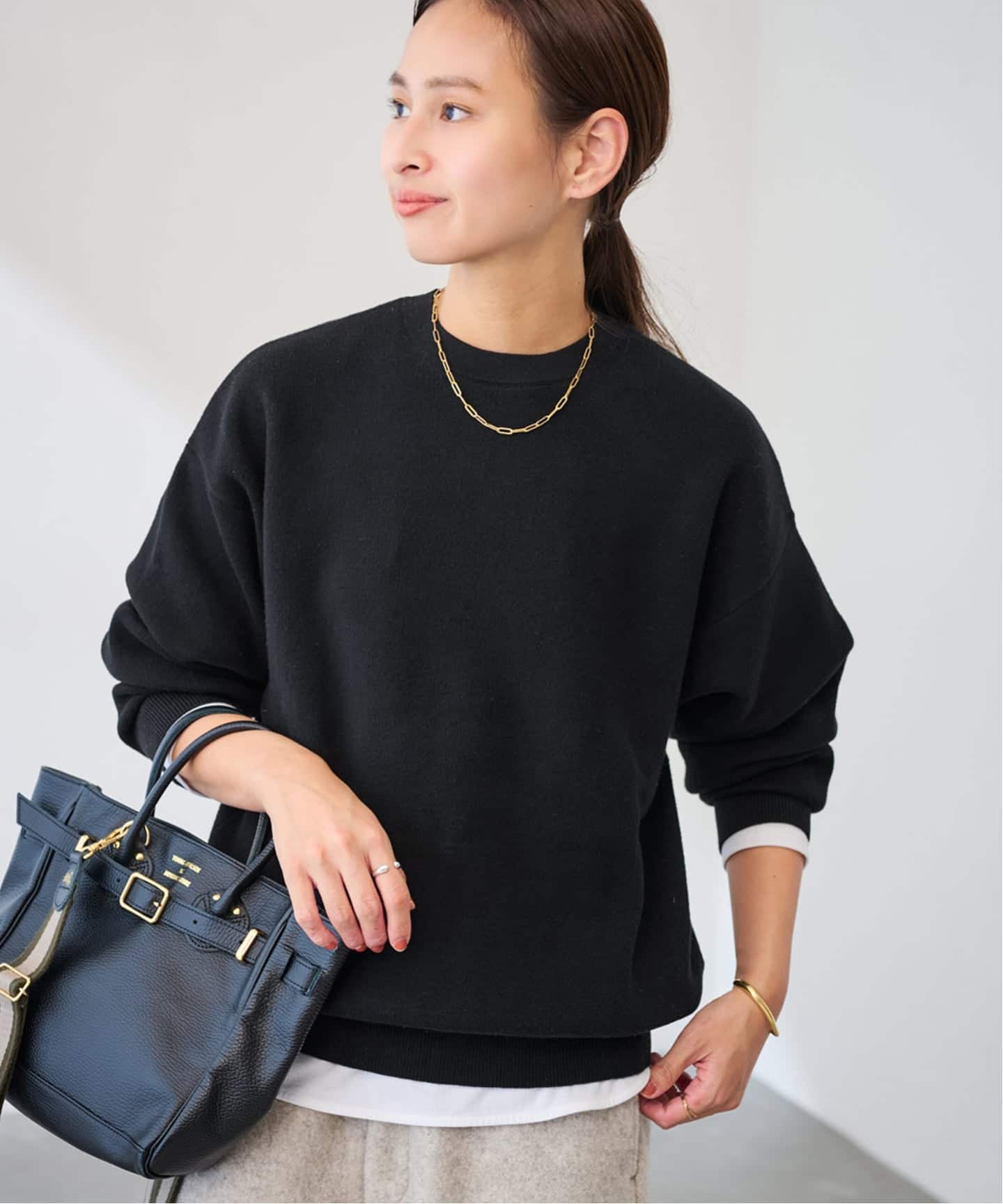 美品　フレームワーク　カレッジロゴクルーネックニット　カシミア混 ≪WEB限定 / 追加≫カシミヤ混ニットプルオーバー（ニット／セーター