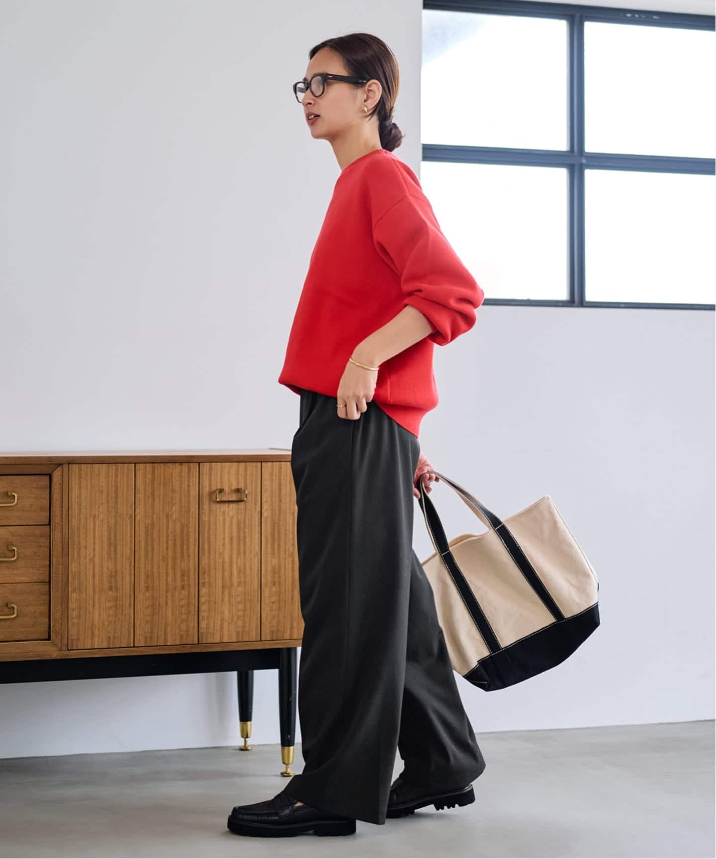 新品　Framework カシミヤ混ニットプルオーバー　レッド ≪WEB限定 / 追加予約≫カシミヤ混ニットプルオーバー（ニット