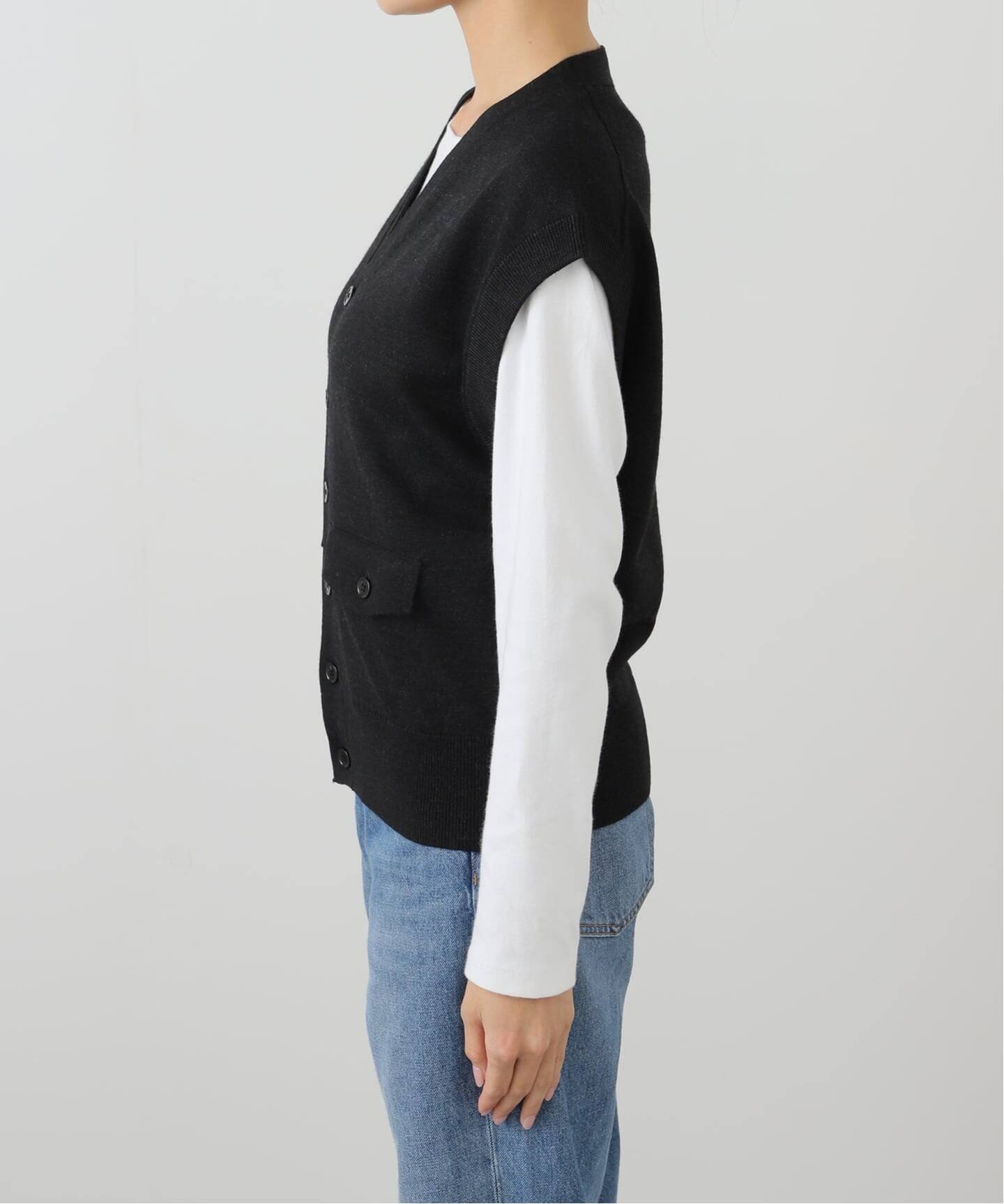 最終価格LOEFF ベスト LOEFF｜ホップサック Vネック フレア ベスト 8825-299-0125-rf