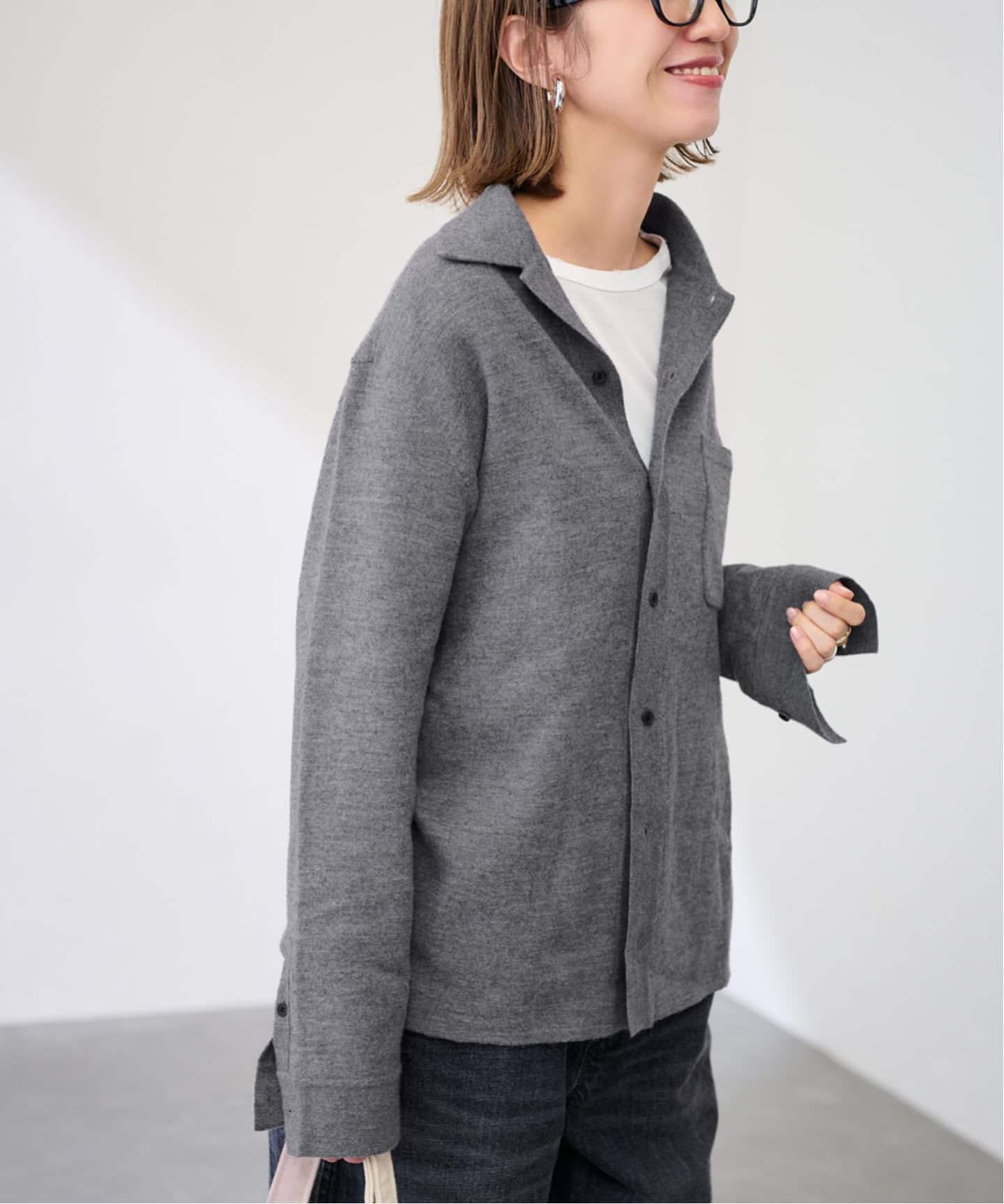 ATON/エイトン MERINO COLLEGE KNIT SHIRT（ニット／セーター