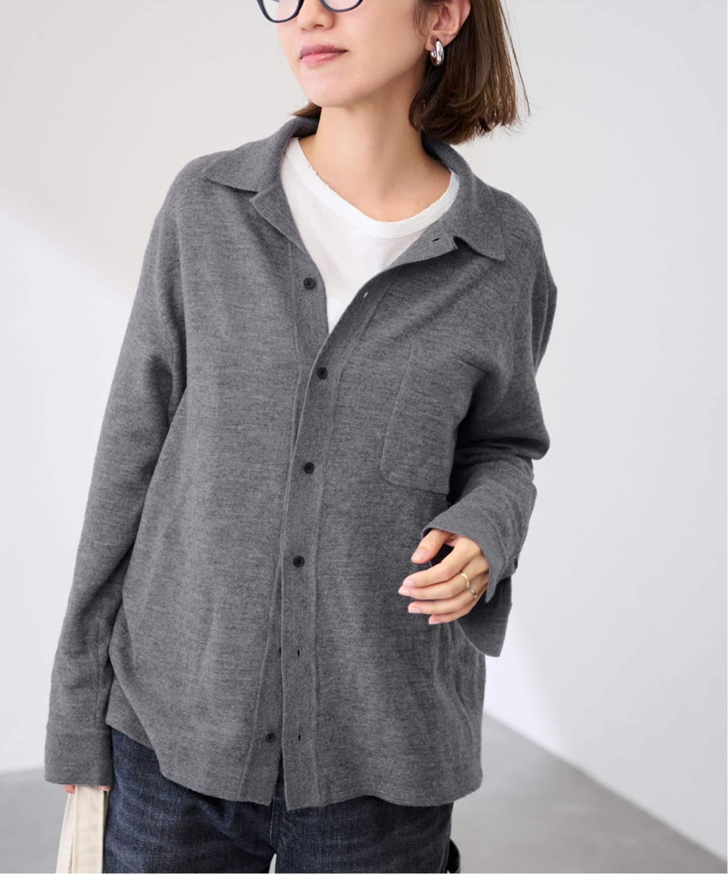 ATON/エイトン MERINO COLLEGE KNIT SHIRT（ニット／セーター