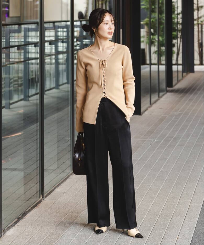 レースアップリブニット（ニット／セーター）｜NOBLE（ノーブル）の  