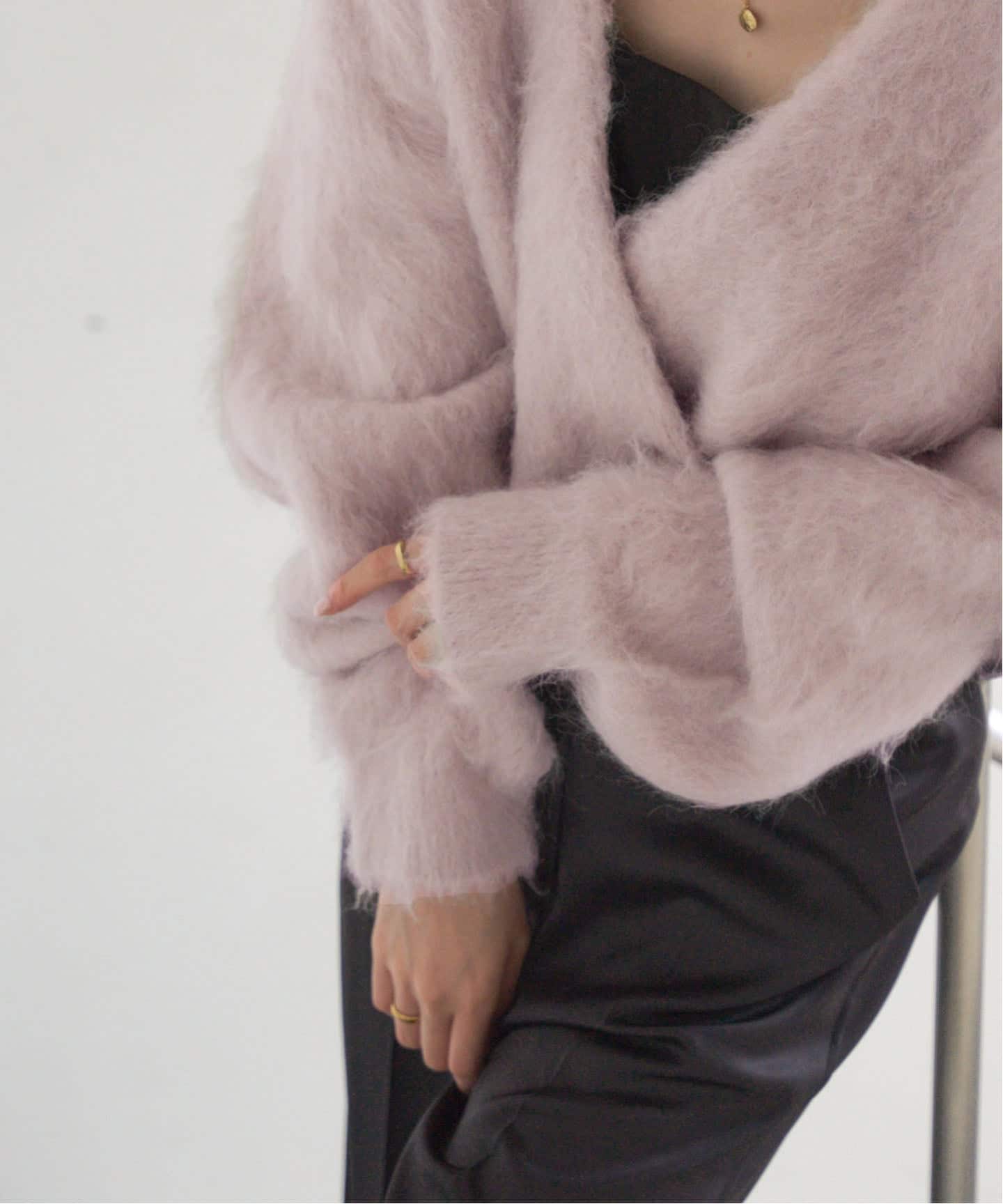 極美品♡NOBLE アルパカ混シャギーショートカーデ　グレー　カーディガン Noble（ノーブル）の「アルパカ混シャギーショートカーデ