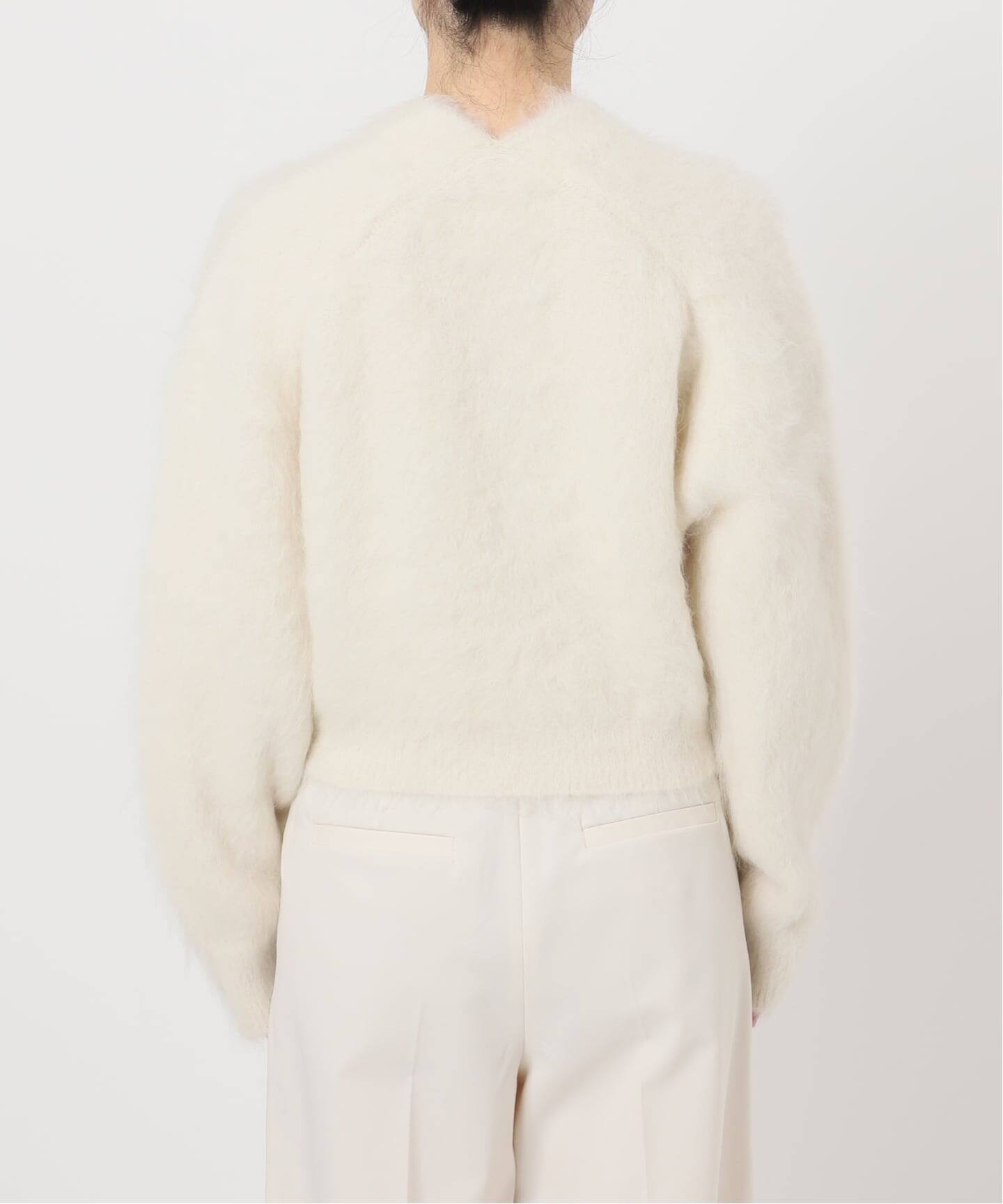 noble アルパカ混シャギーショートカーデ グレー 完売品♡NOBLE アルパカ混シャギーショートカーデ グレー