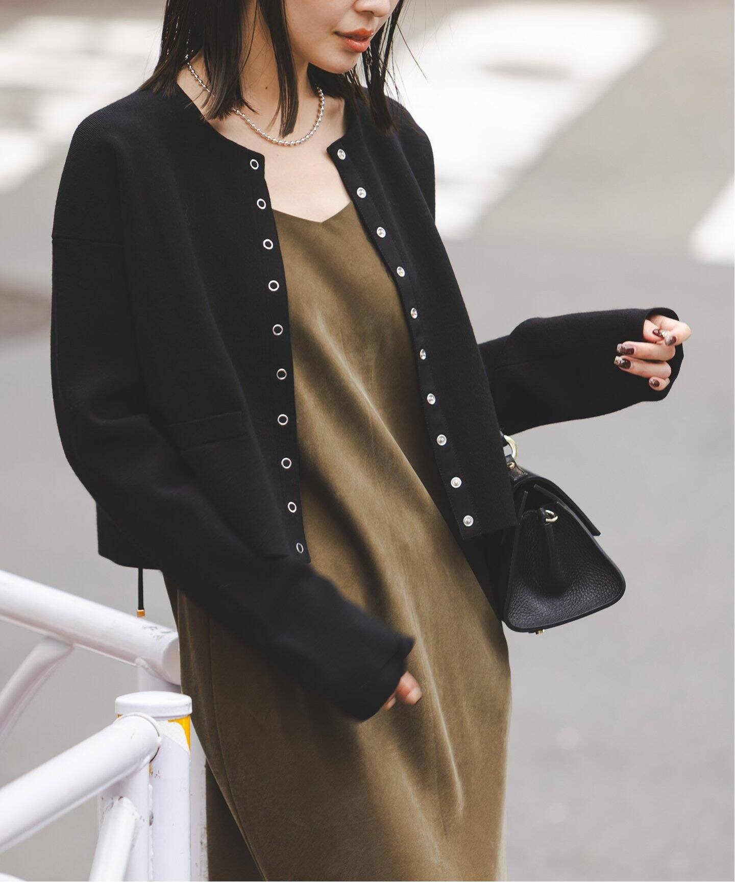 スムース編みスナップショートカーディガン（カーディガン）｜NOBLE  