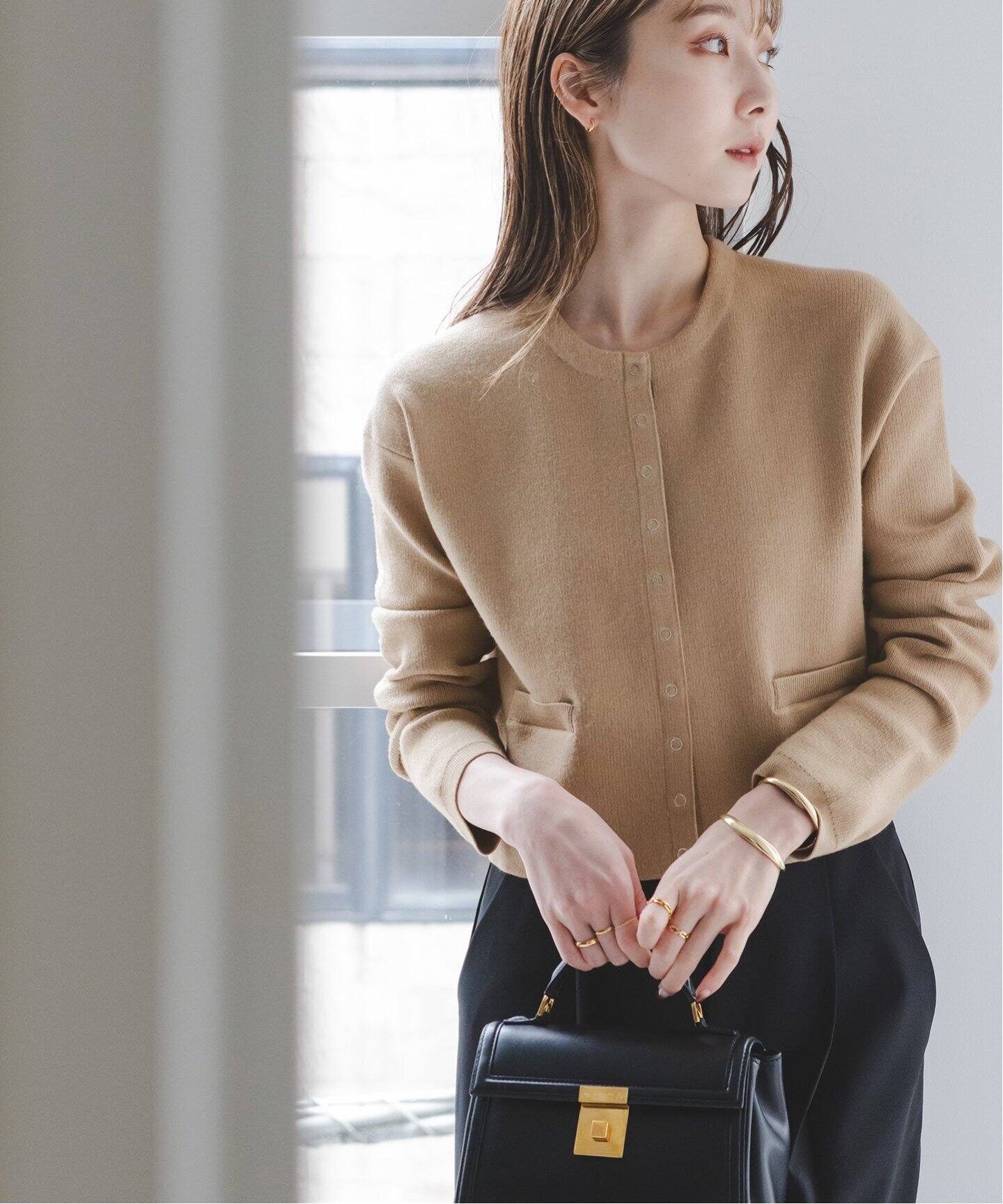 スムース編みスナップショートカーディガン（カーディガン）｜NOBLE  