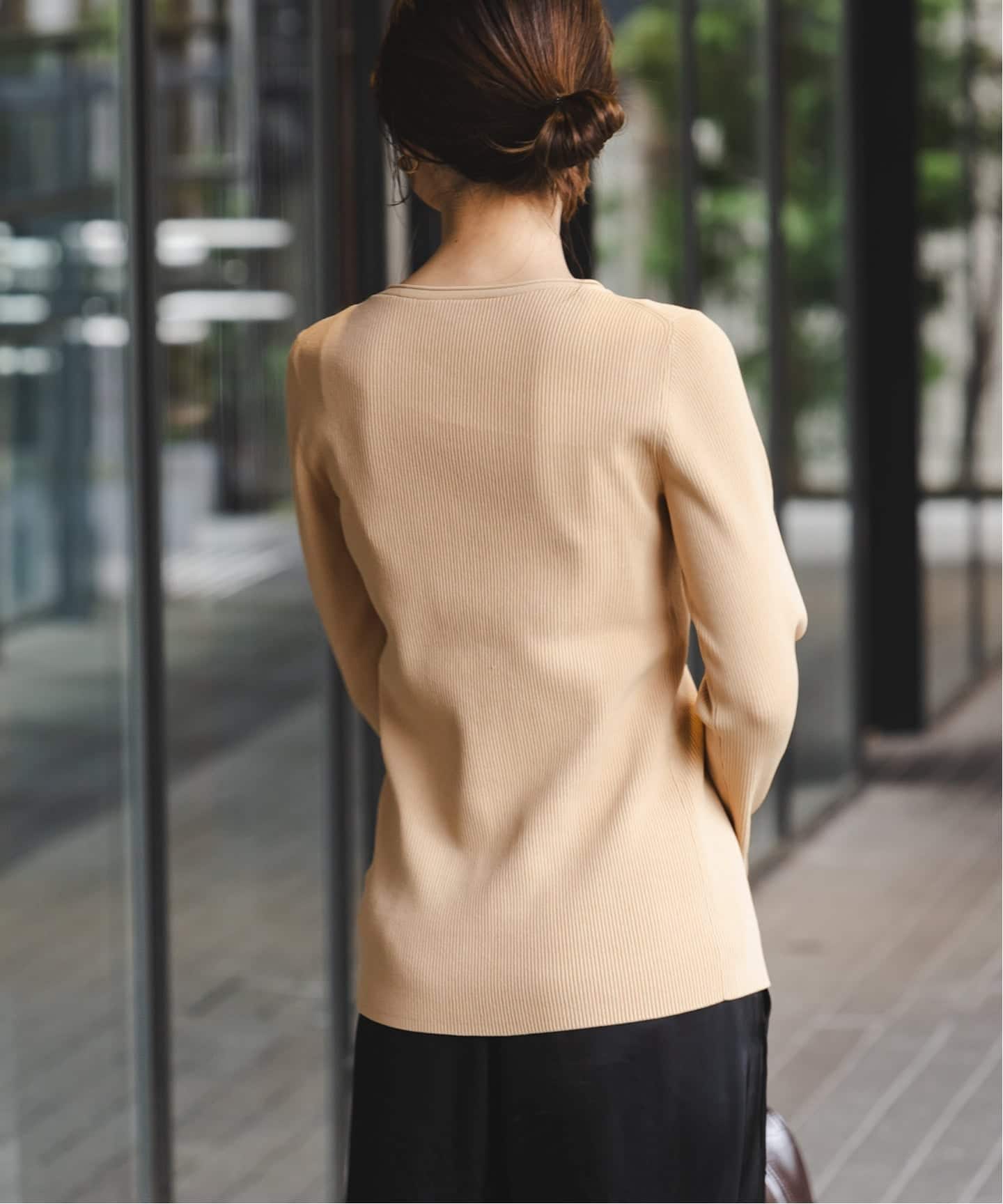 美品　Noble レースアップリブニット　カットソー WEB限定追加》レースアップリブニット（ニット／セーター