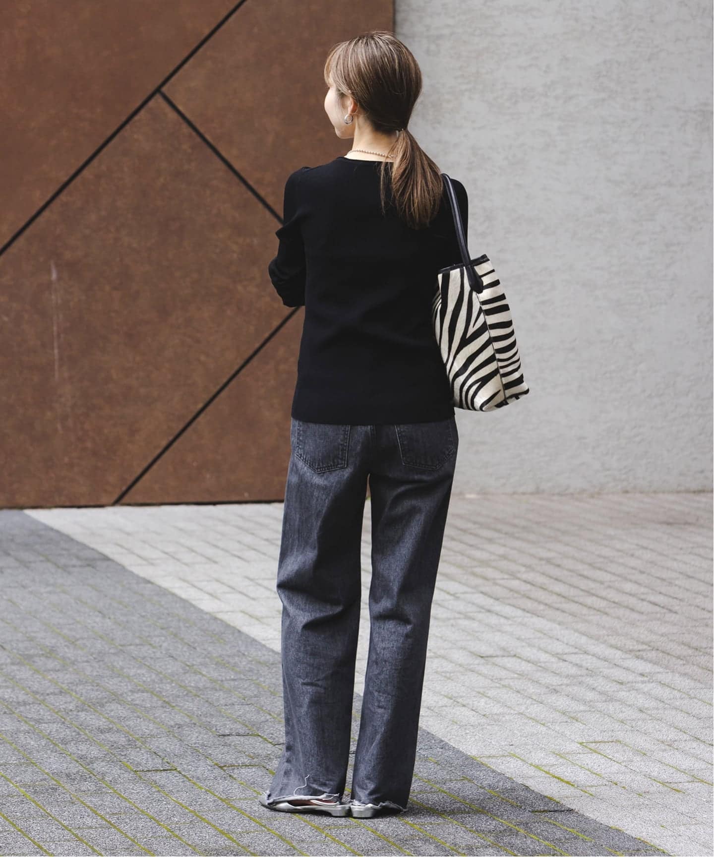 【NOBLE】レースアップリブニット　ブラック WEB限定追加予約》レースアップリブニット（ニット／セーター