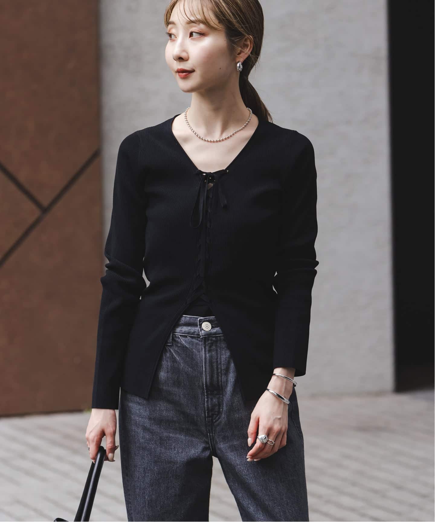 WEB限定追加予約》レースアップリブニット（ニット／セーター