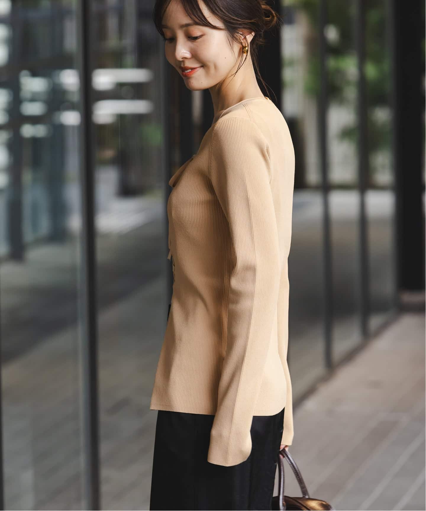 WEB限定追加》レースアップリブニット（ニット／セーター）｜NOBLE