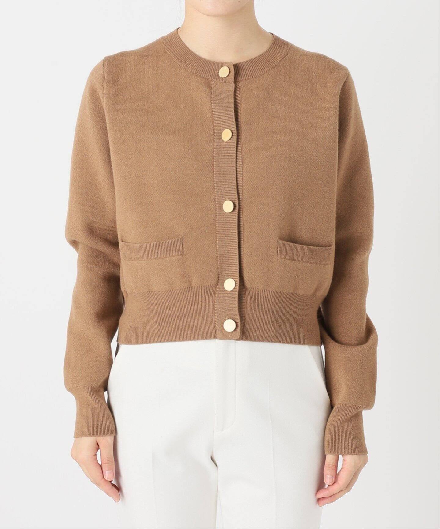 NOBLE ダブル編みショートカーデ キャメル ダブル編みショートカーデ（カーディガン）｜NOBLE（ノーブル）の通販