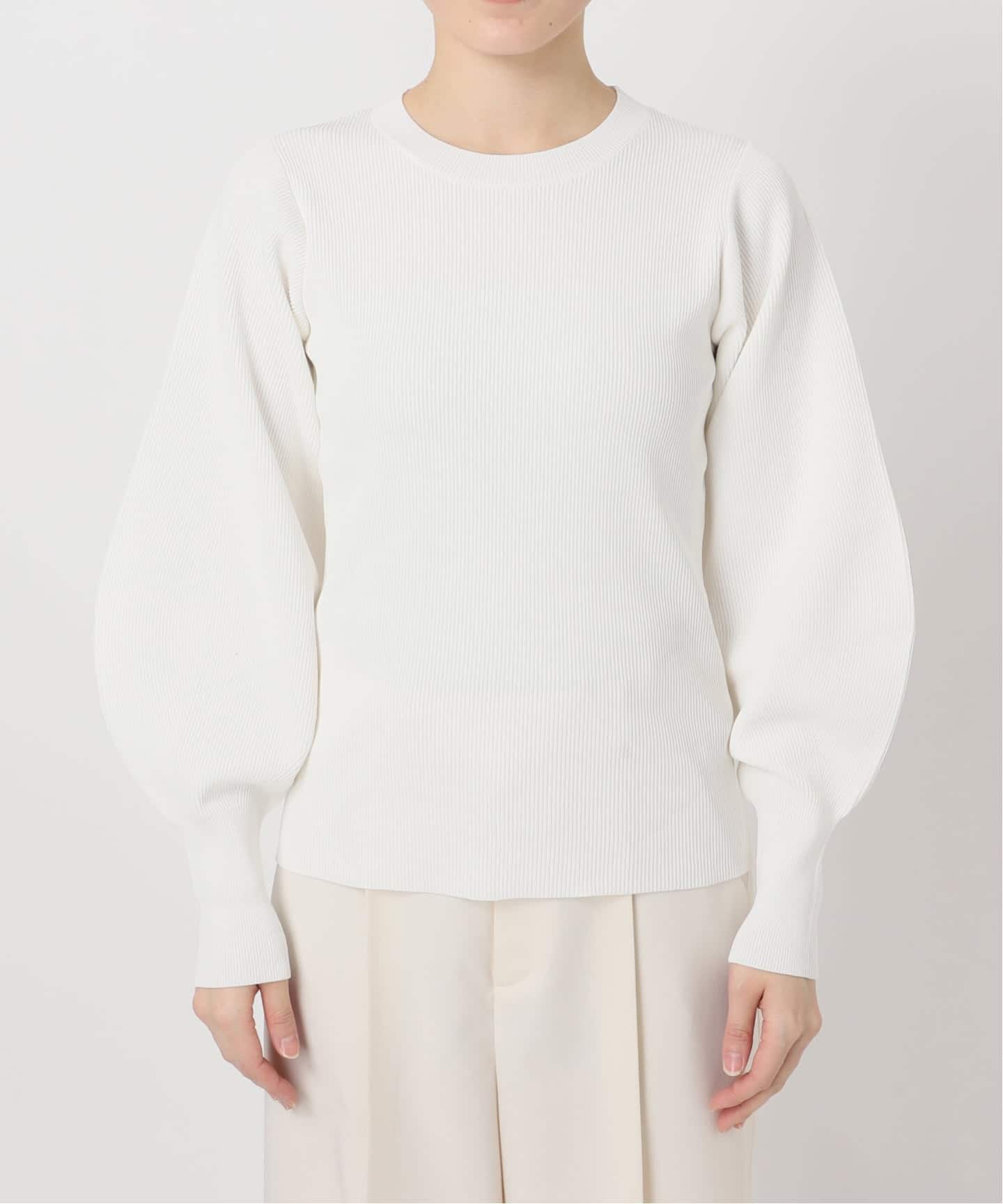 Noble - ノーブル 22AW バルーンスリーブニット カットソー 長袖 白 ホワイト バルーンスリーブニット（ニット／セーター）｜NOBLE（ノーブル）の