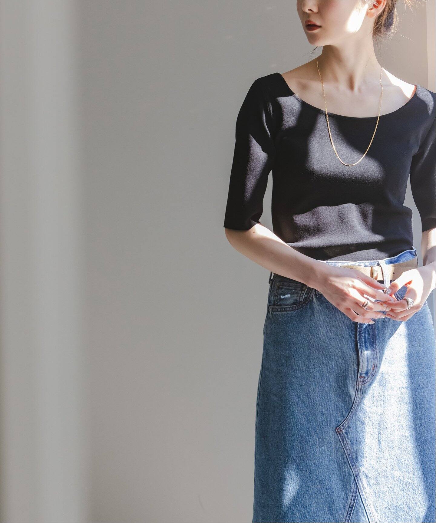 デコルテハーフスリーブニット（ニット／セーター）｜NOBLE（ノーブル