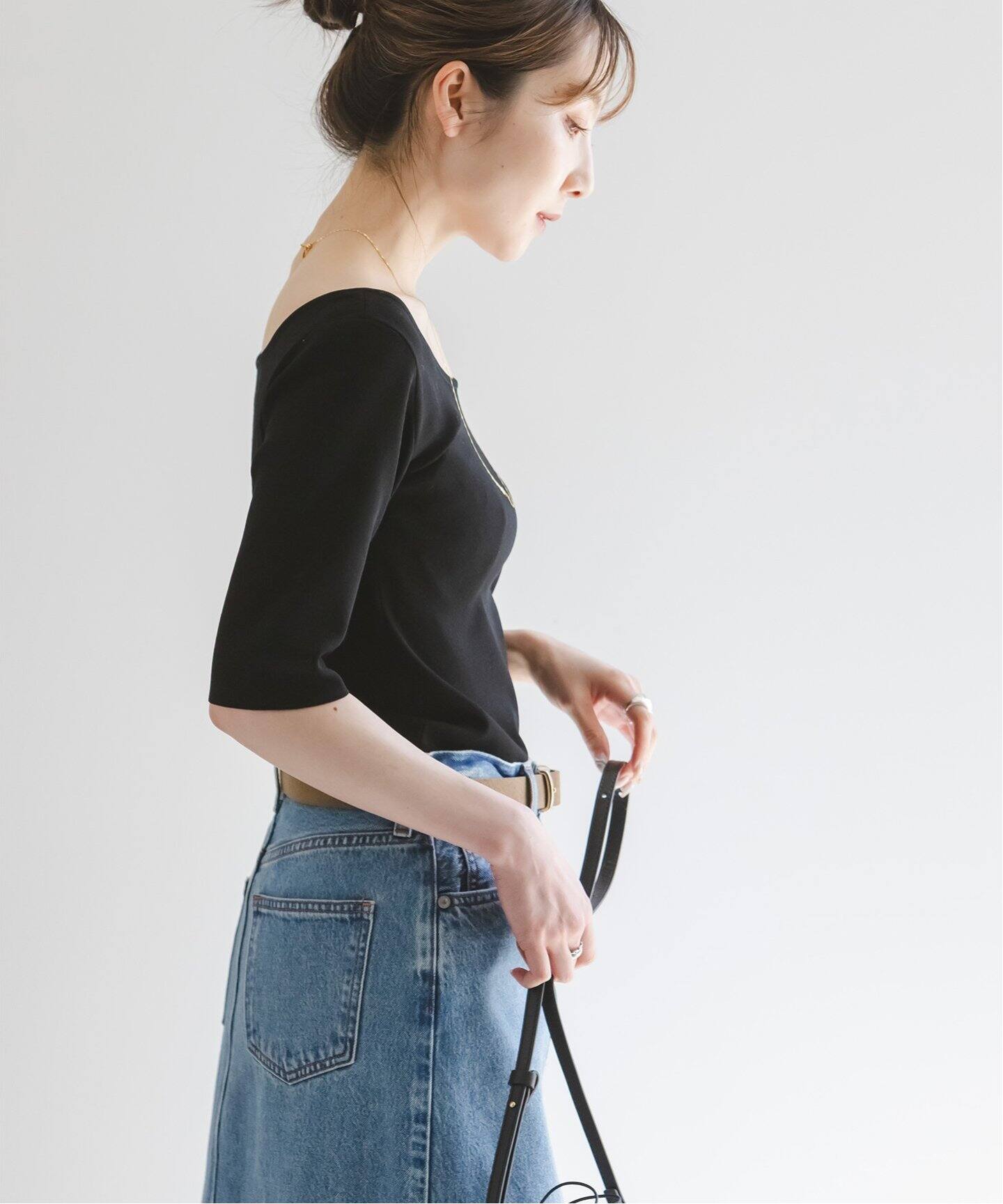 デコルテハーフスリーブニット（ニット／セーター）｜NOBLE（ノーブル