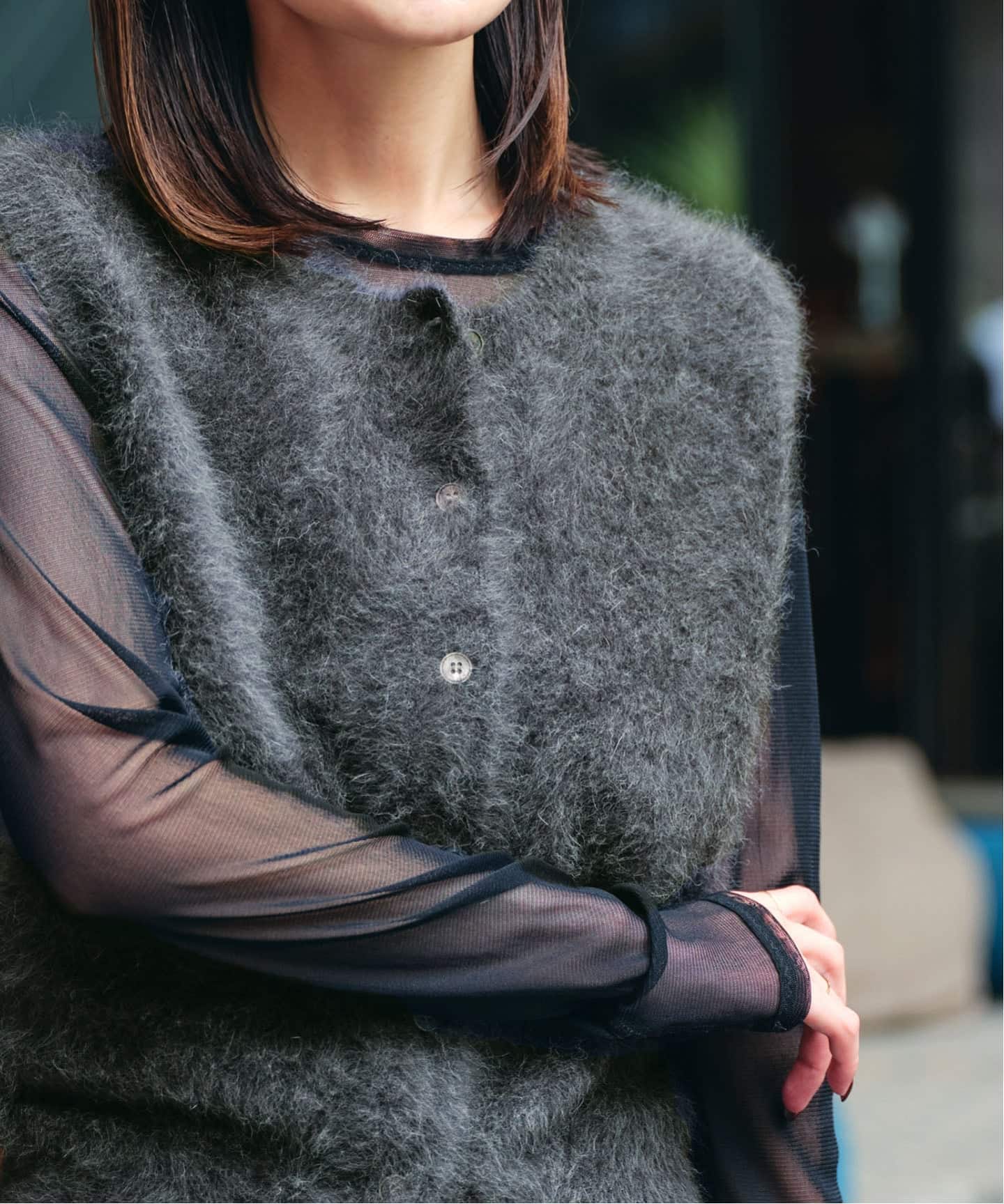 FOX/Caファーニットフロントボタンベスト（ベスト）｜NOBLE（ノーブル