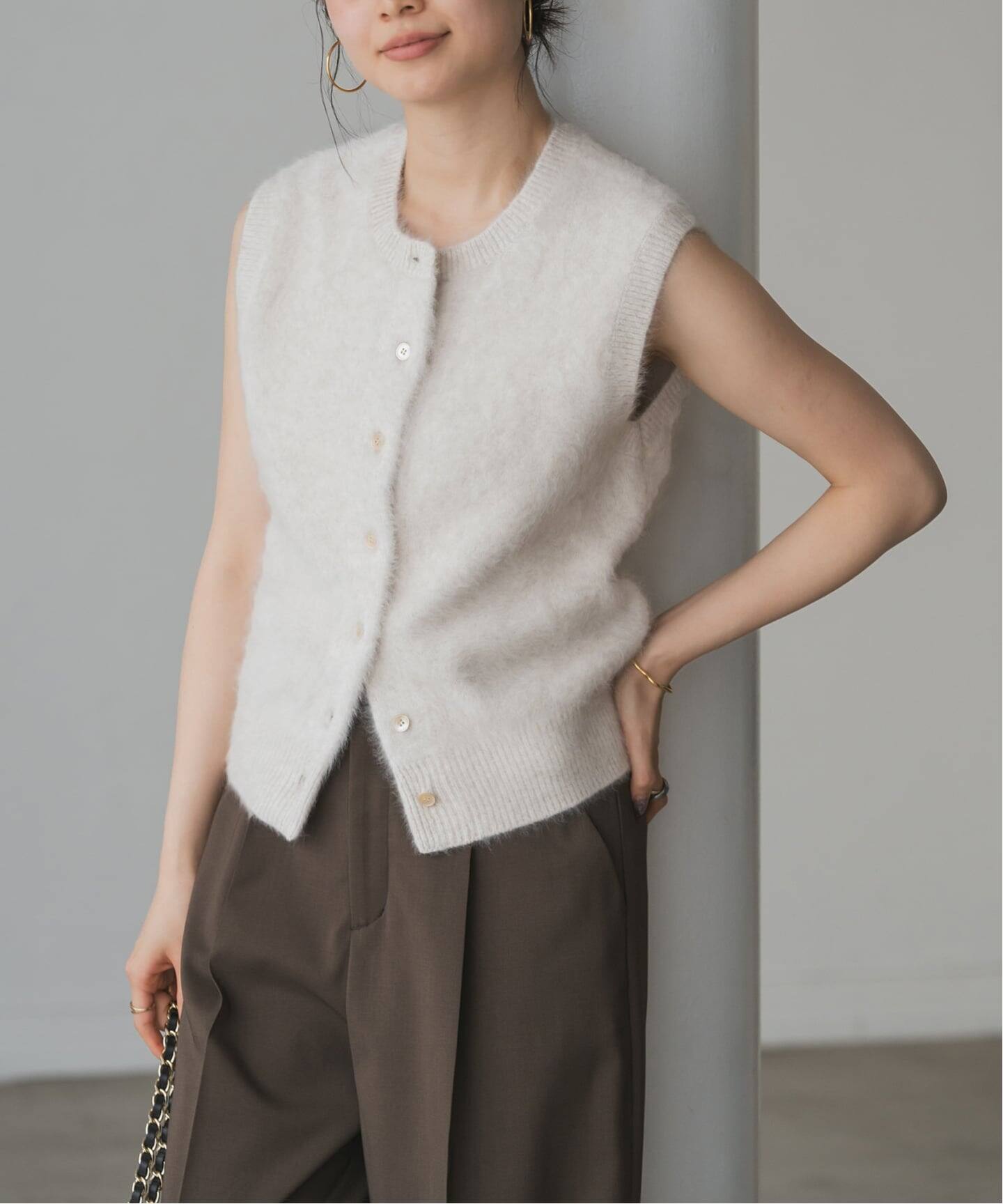 未使用タグ＊NOBLE FOX/Caファーニットフロントボタンベスト FOX/Caファーニットフロントボタンベスト（ベスト）｜NOBLE（ノーブル