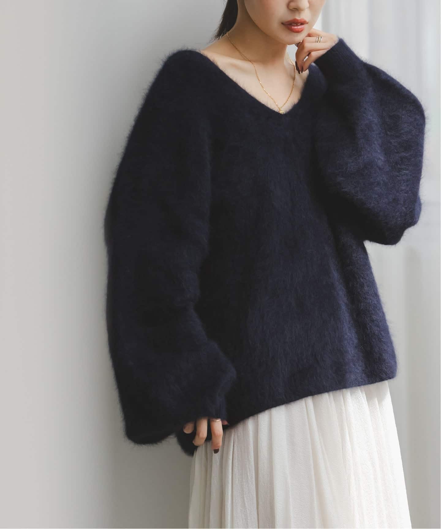 美品 ノーブル NOBLE ファーニット2WAYアンゴラ ニット 予約》ファーニット2WAYパフスリーブニット（ニット／セーター