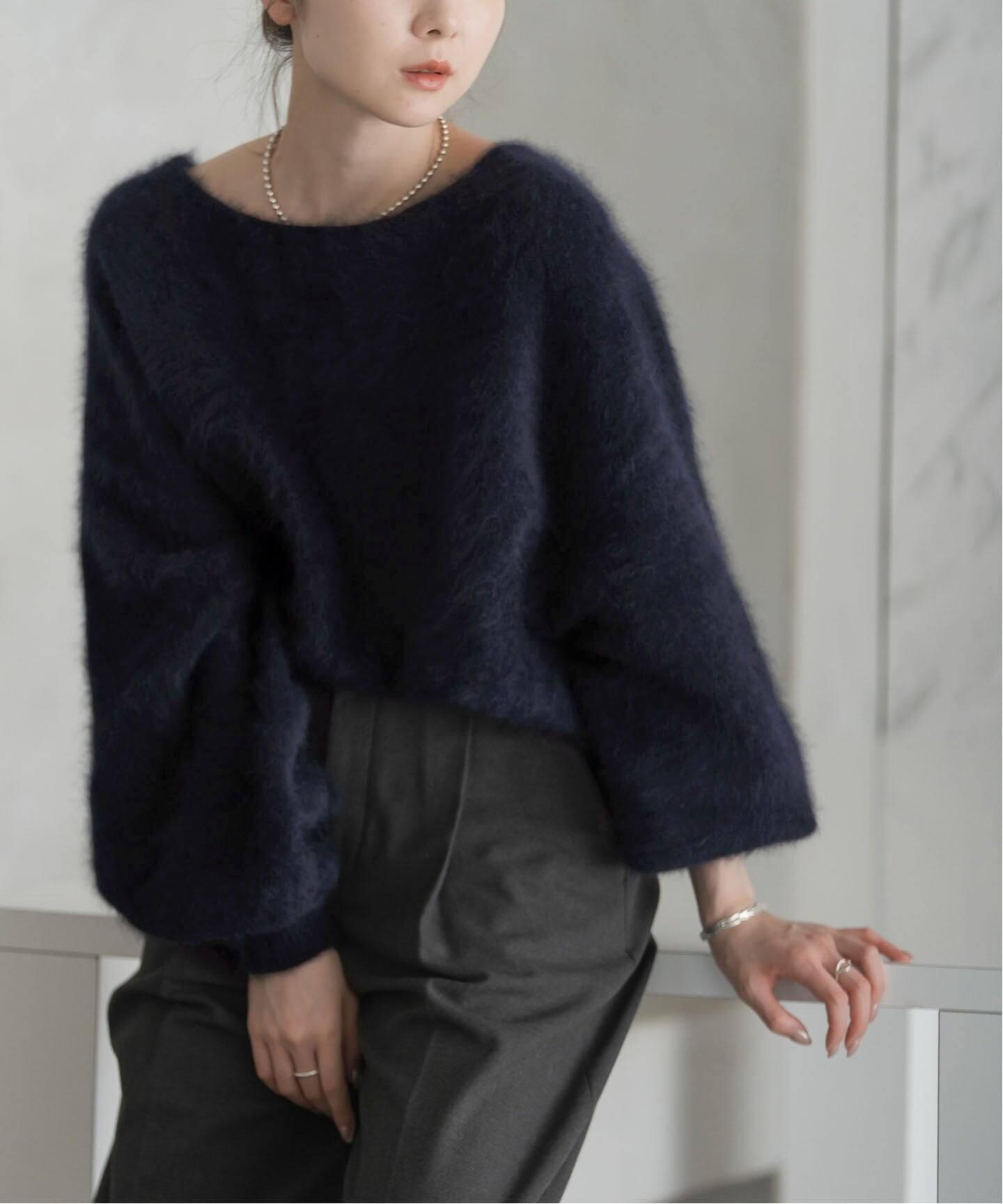 追加》ファーニット2WAYパフスリーブニット（ニット／セーター