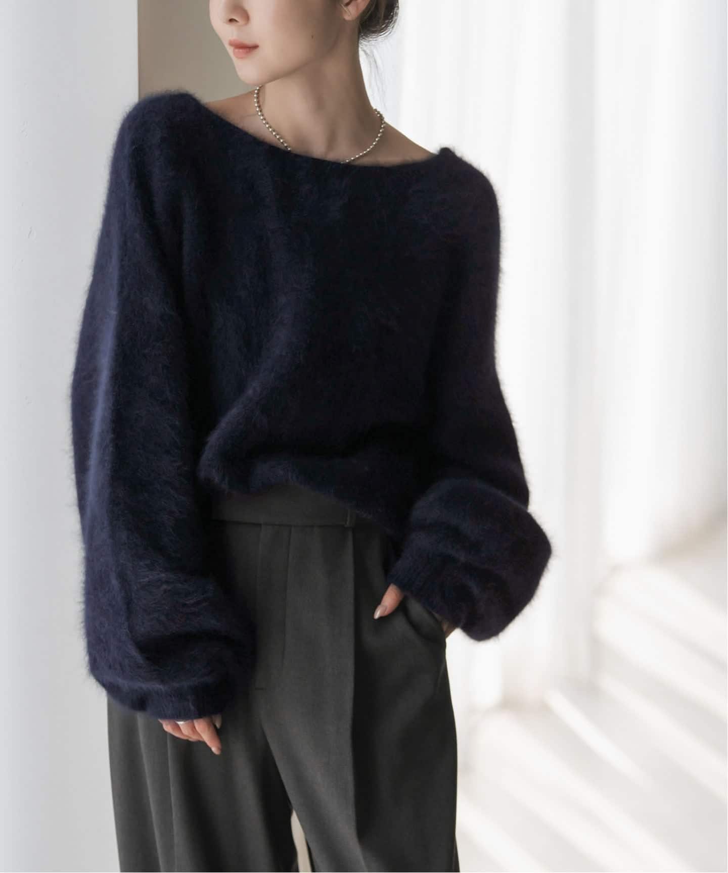 新品　NOBLE  2wayパフスリーブ 予約》ファーニット2WAYパフスリーブニット（ニット／セーター