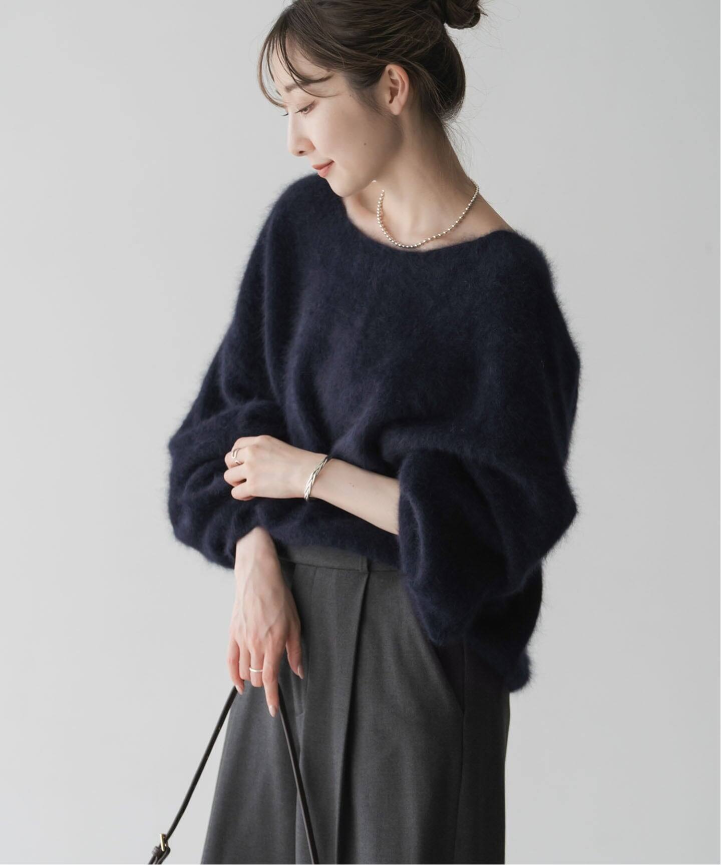 新品　NOBLE  2wayパフスリーブ 予約》ファーニット2WAYパフスリーブニット（ニット／セーター