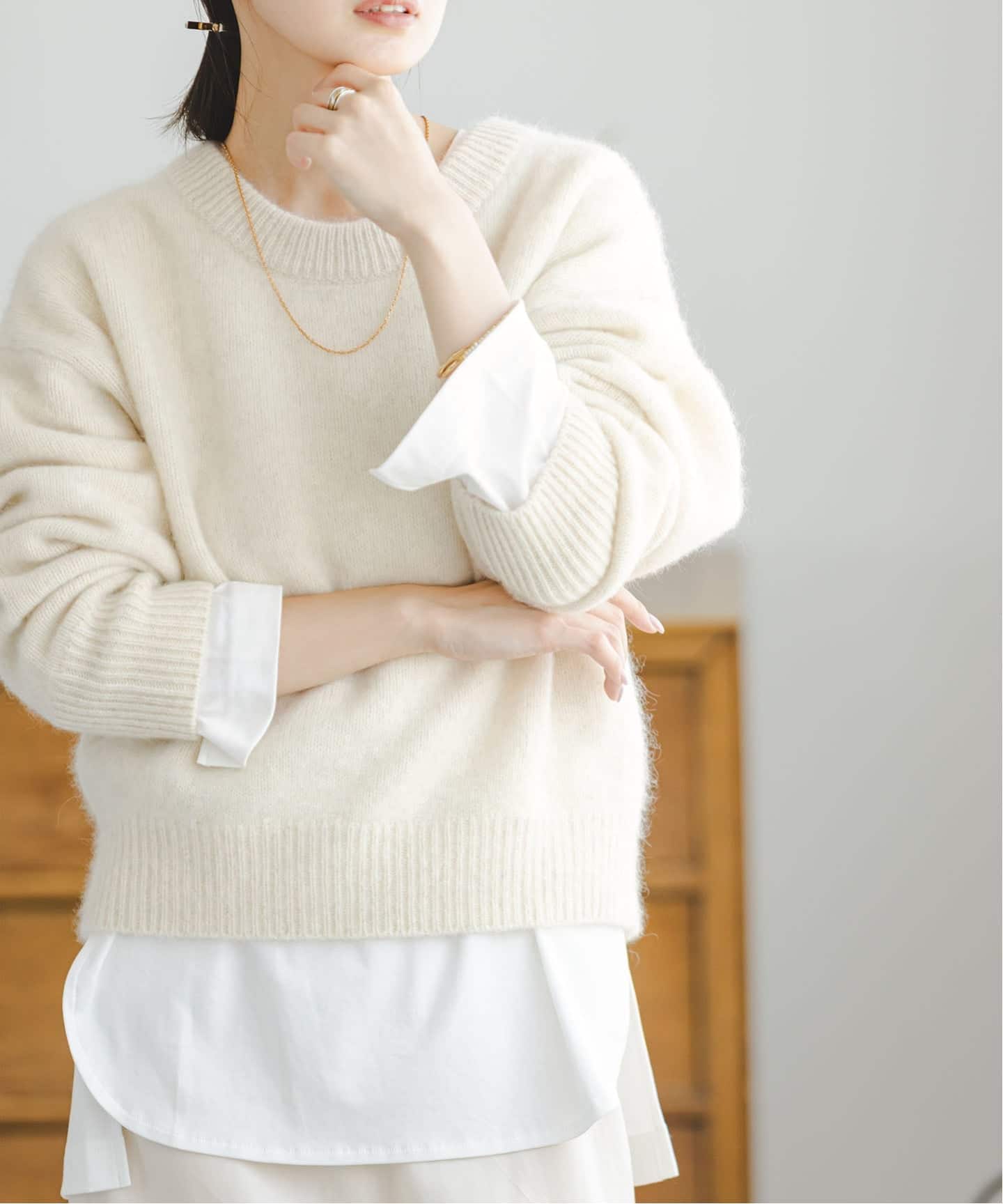 SACRA様【25AW】noble YAKクルーネックプルオーバー ホワイトA ノーブル NOBLE YAKクルーネックプルオーバー （ホワイト A