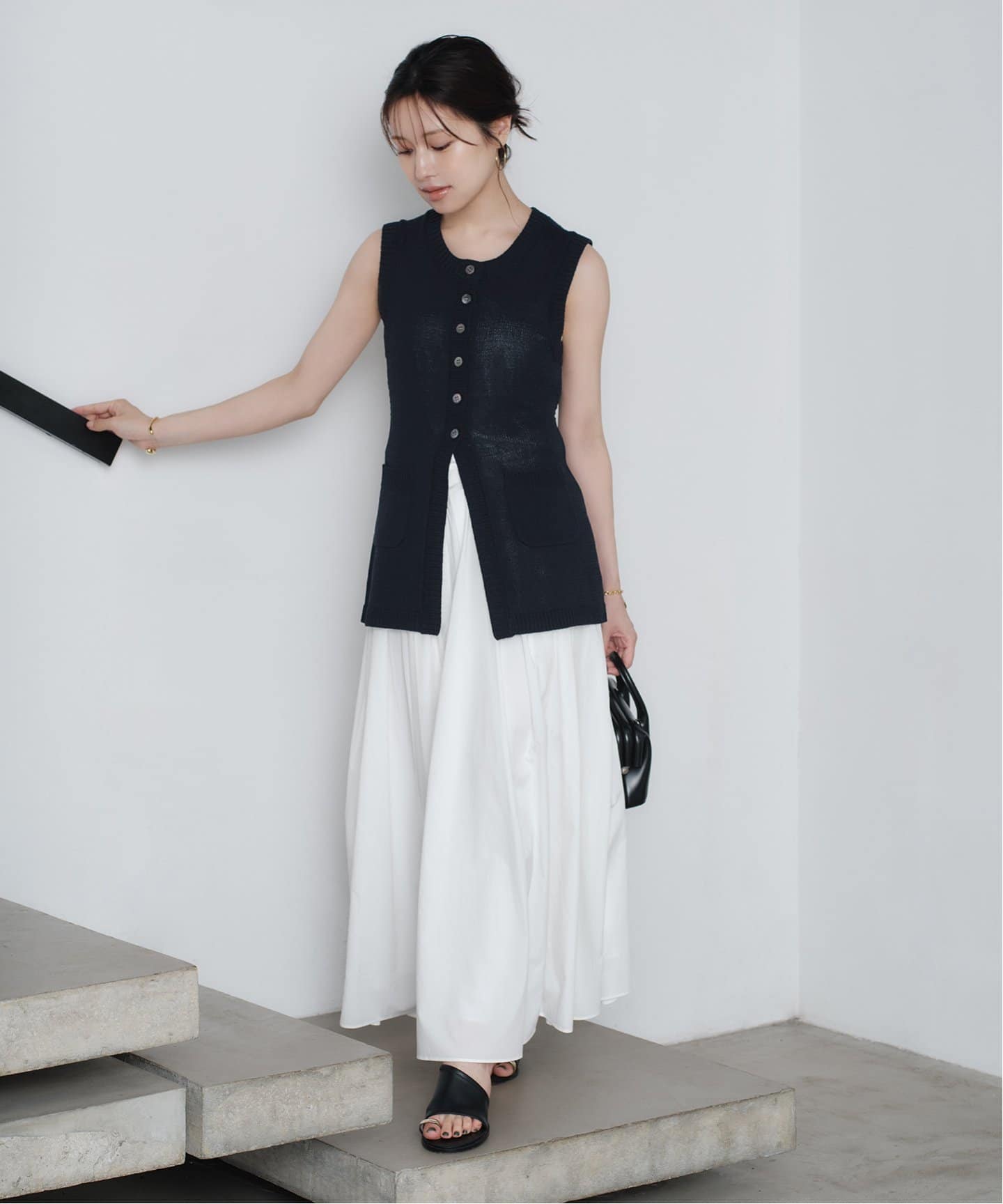 NOBLE×L'AUBE BLANC】フロントボタンニットベスト（ニット