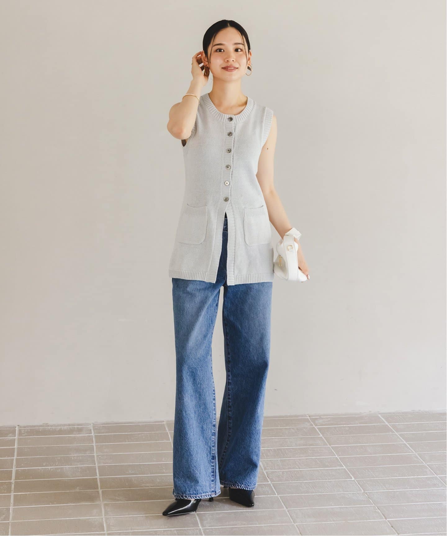 【NOBLE×L’AUBE BLANC】フロントボタンニットベスト NOBLE×L'AUBE BLANC】フロントボタンニットベスト（ニット