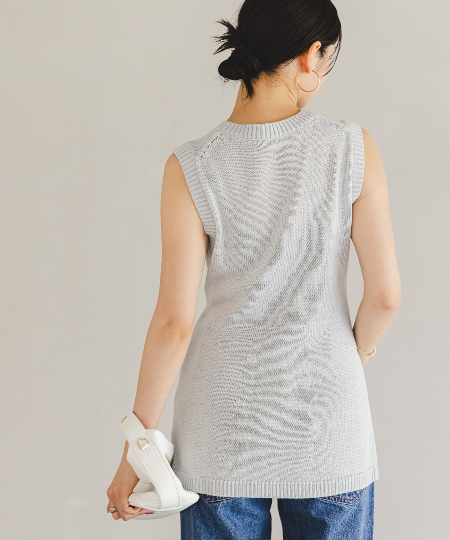 予約》【NOBLE×L'AUBE BLANC】フロントボタンニットベスト